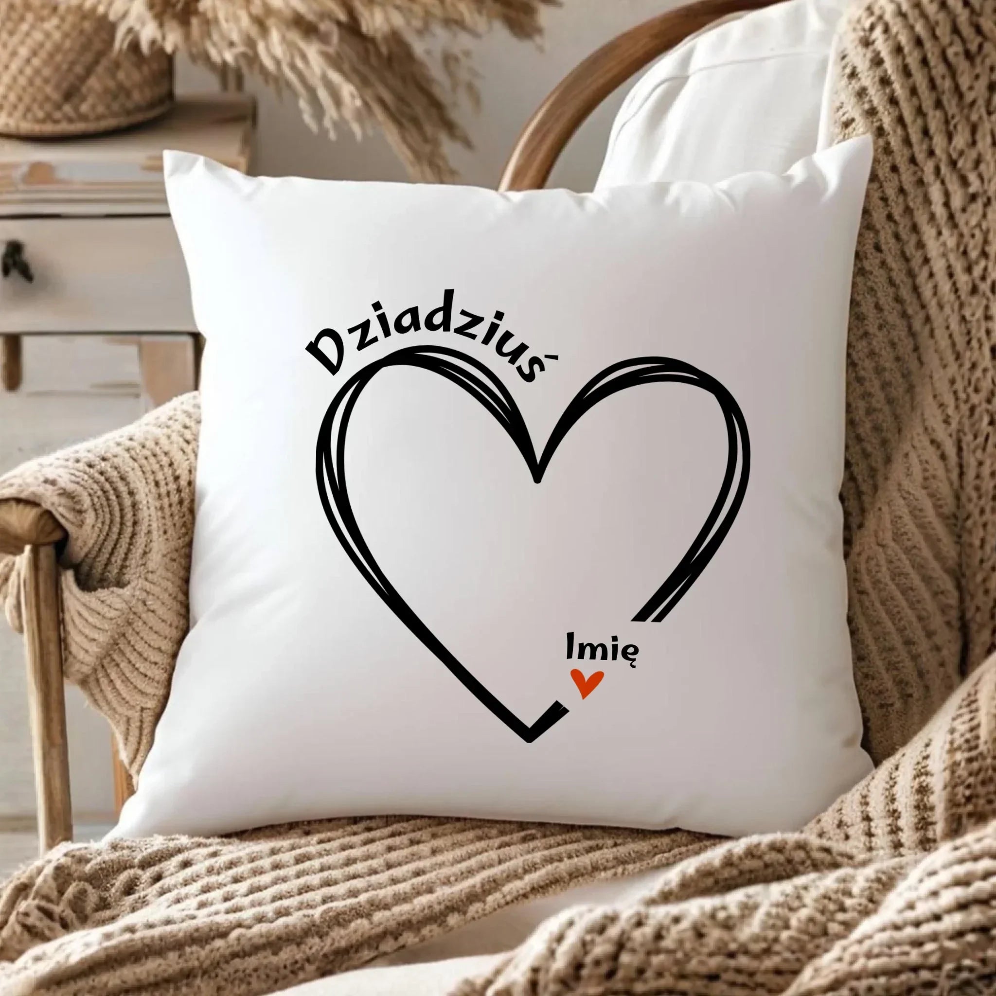 Poduszka dla dziadka - Serce z imionami wnuków 1-7 - personalizowana D26 - StoryCups.pl