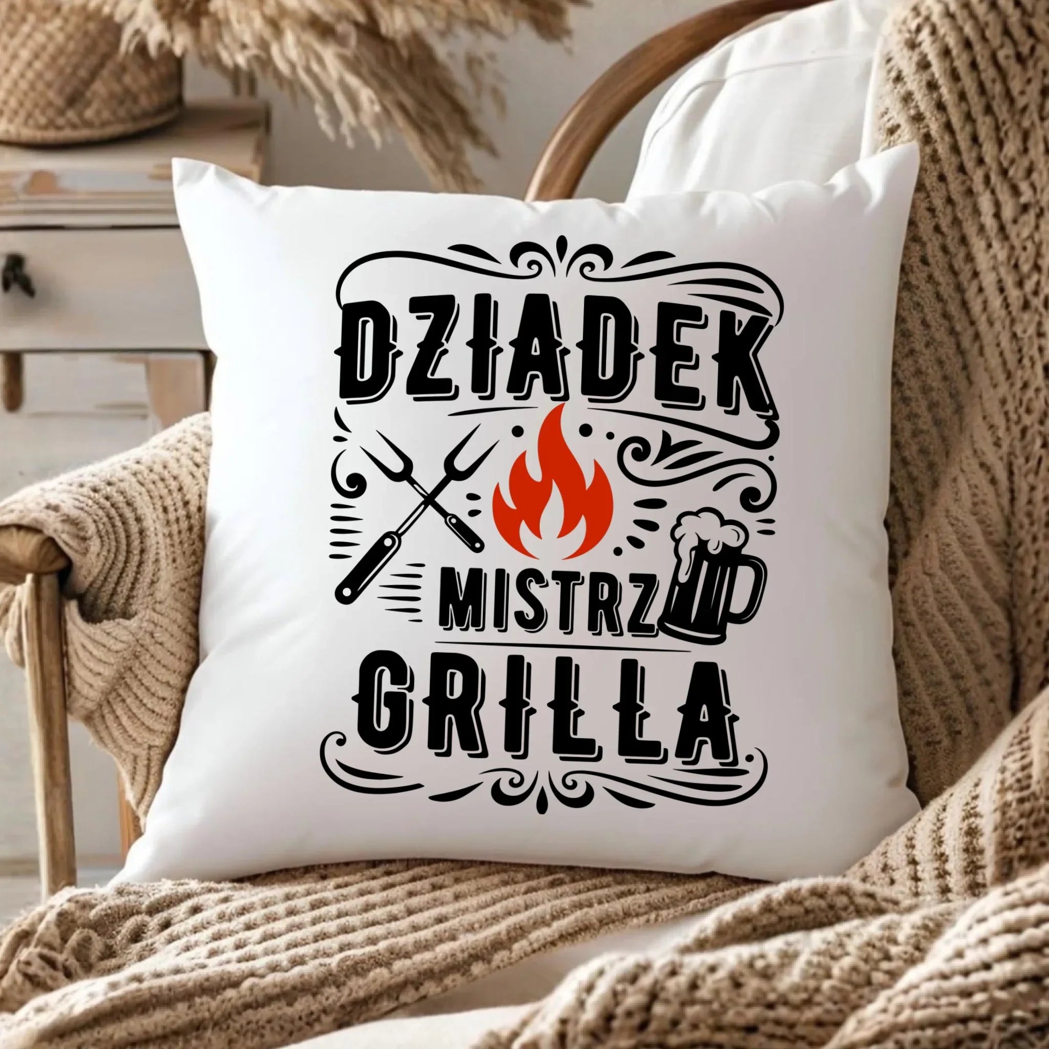 Poduszka dla dziadka - Dziadek mistrz grilla D33 - StoryCups.pl