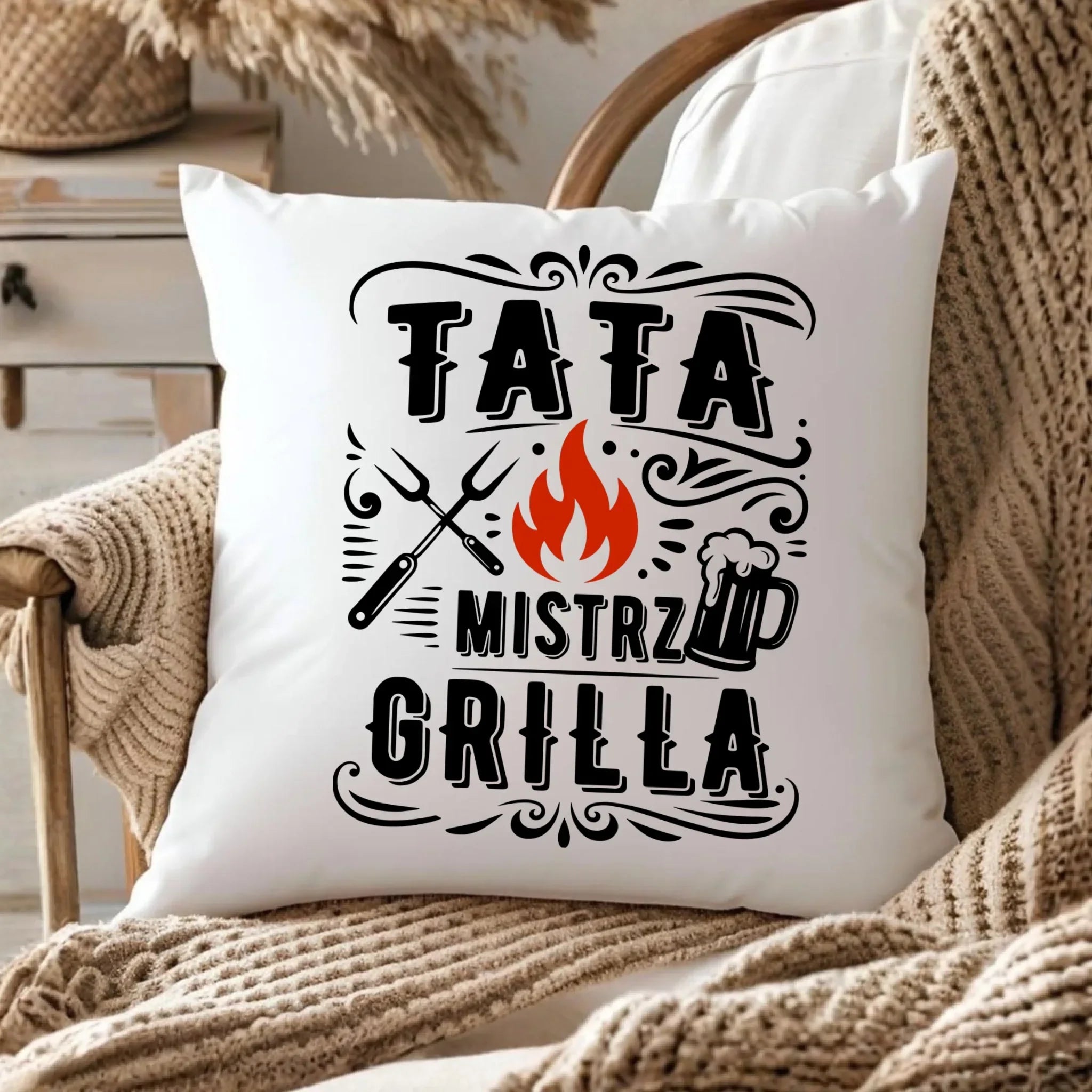Poduszka dla taty - Tata mistrz grilla DT53 - StoryCups.pl