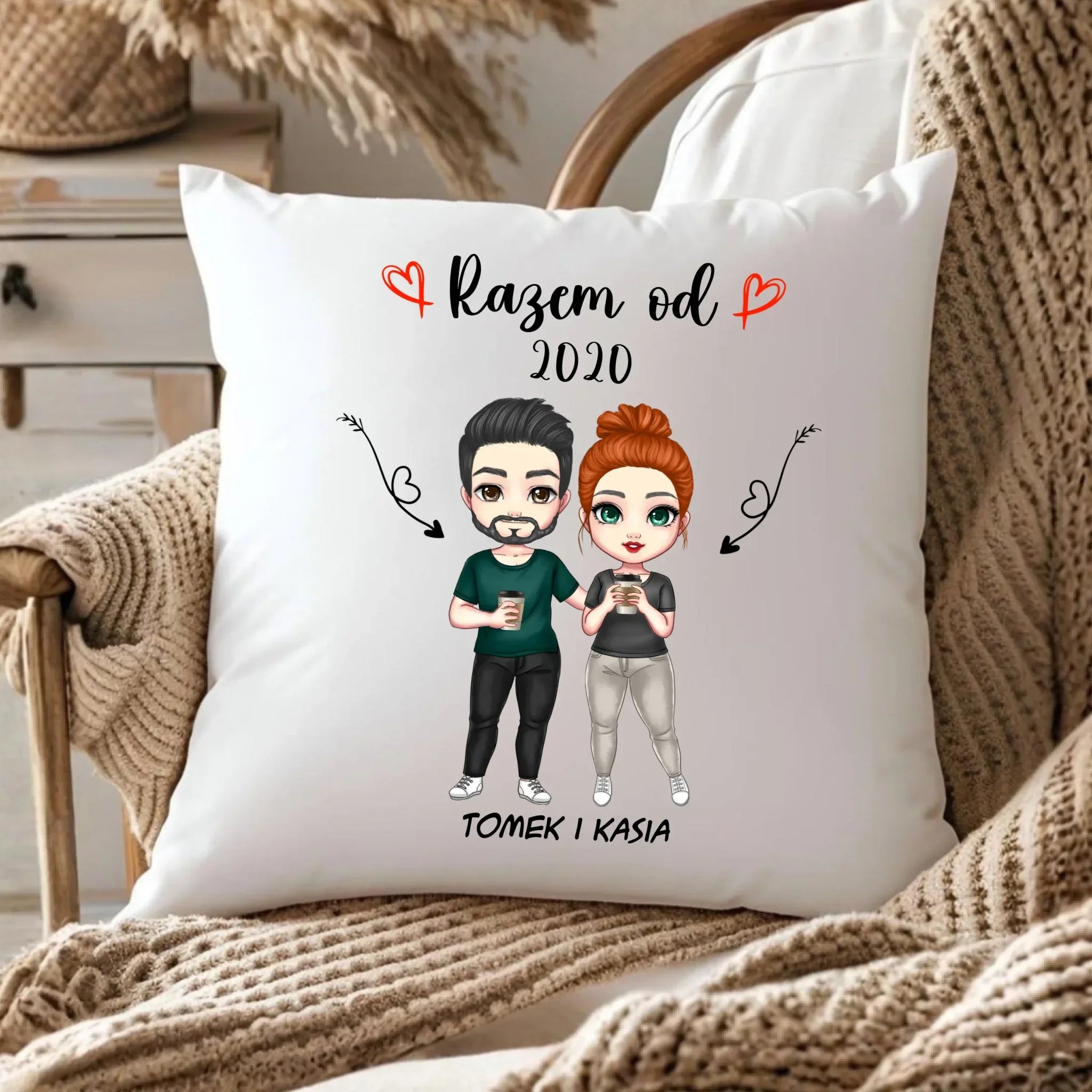 Poduszka dla par - Para razem od - personalizowana W01 - StoryCups.pl