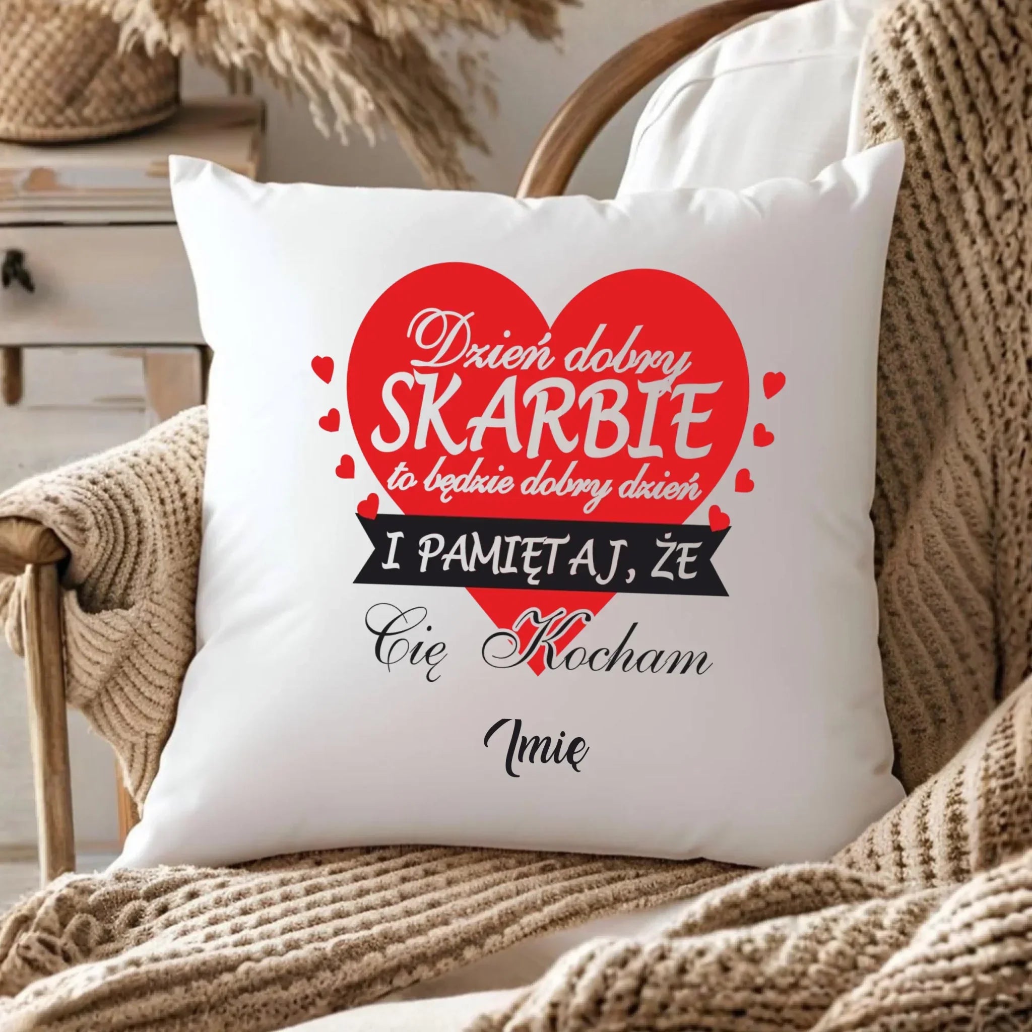 Poduszka dla par - Dzień dobry Skarbie - personalizowana W02 - StoryCups.pl
