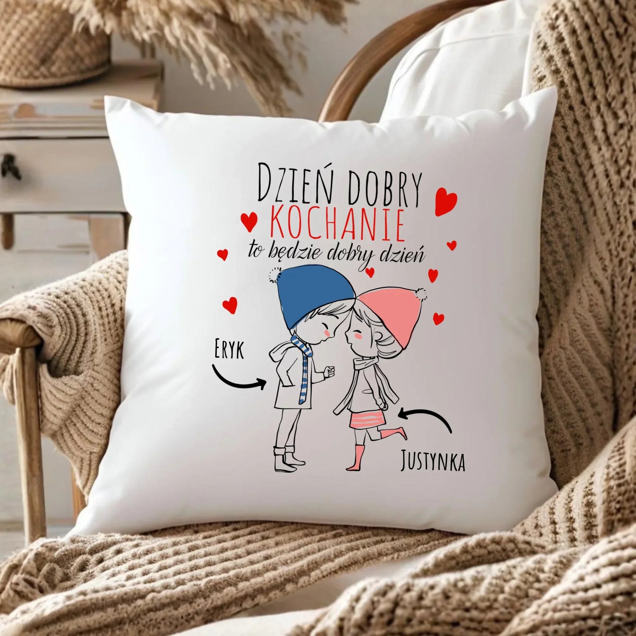 Poduszka dla par - Dzień dobry Kochanie - personalizowana W10 - StoryCups.pl