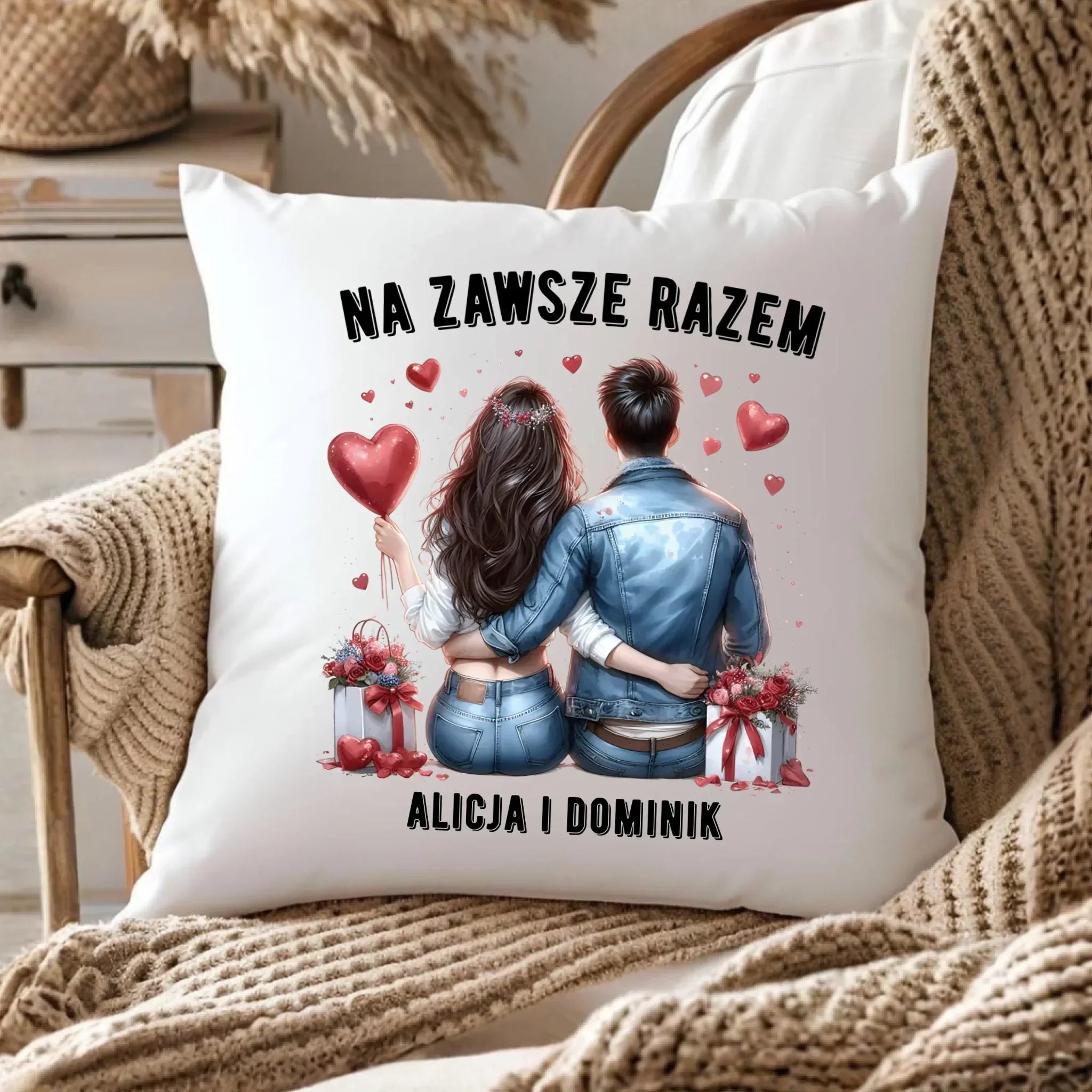 Poduszka dla par - Na zawsze razem - personalizowana W07 - StoryCups.pl