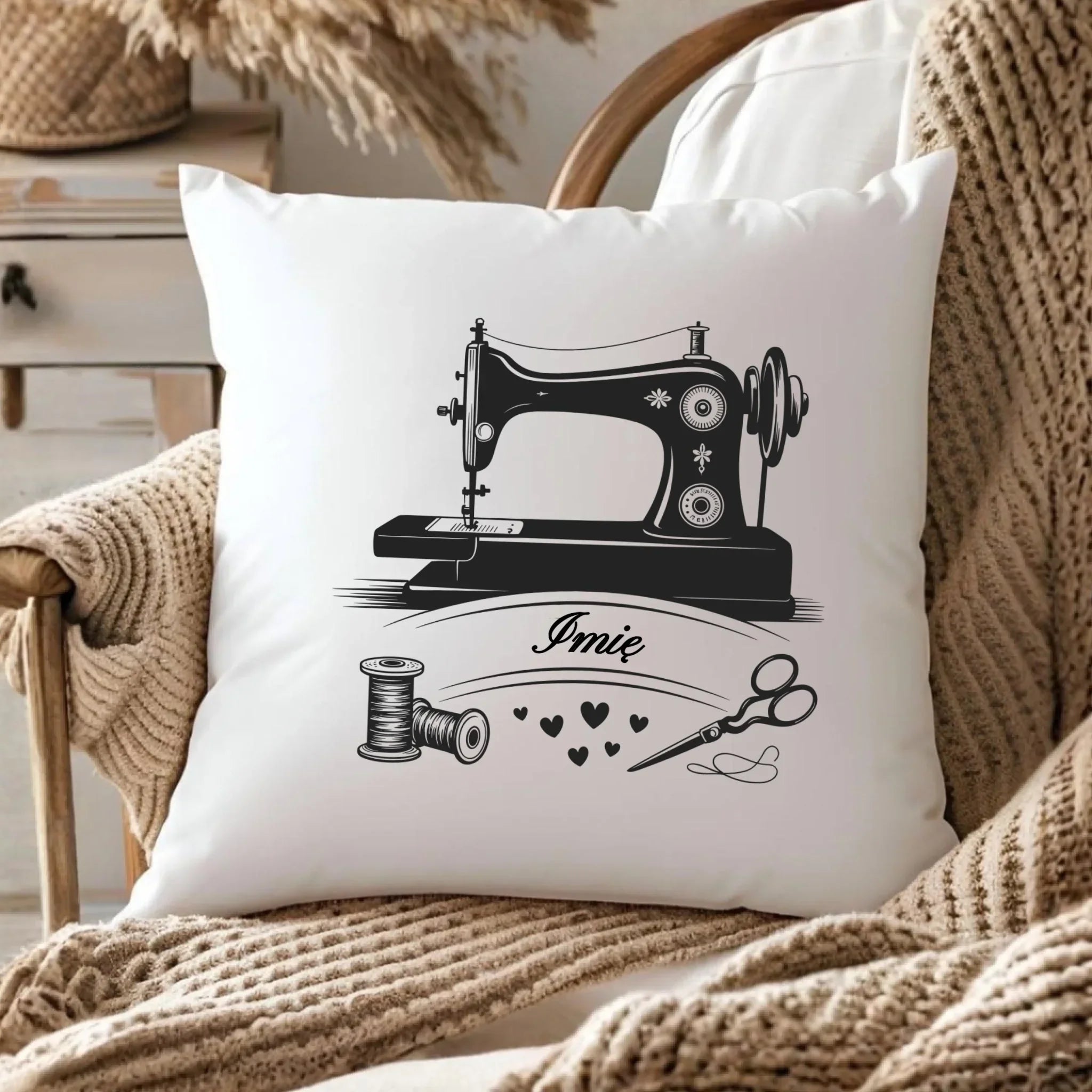Poduszka szyciowa dla krawcowej - Maszyna vintage- personalizowana HS34 - StoryCups.pl