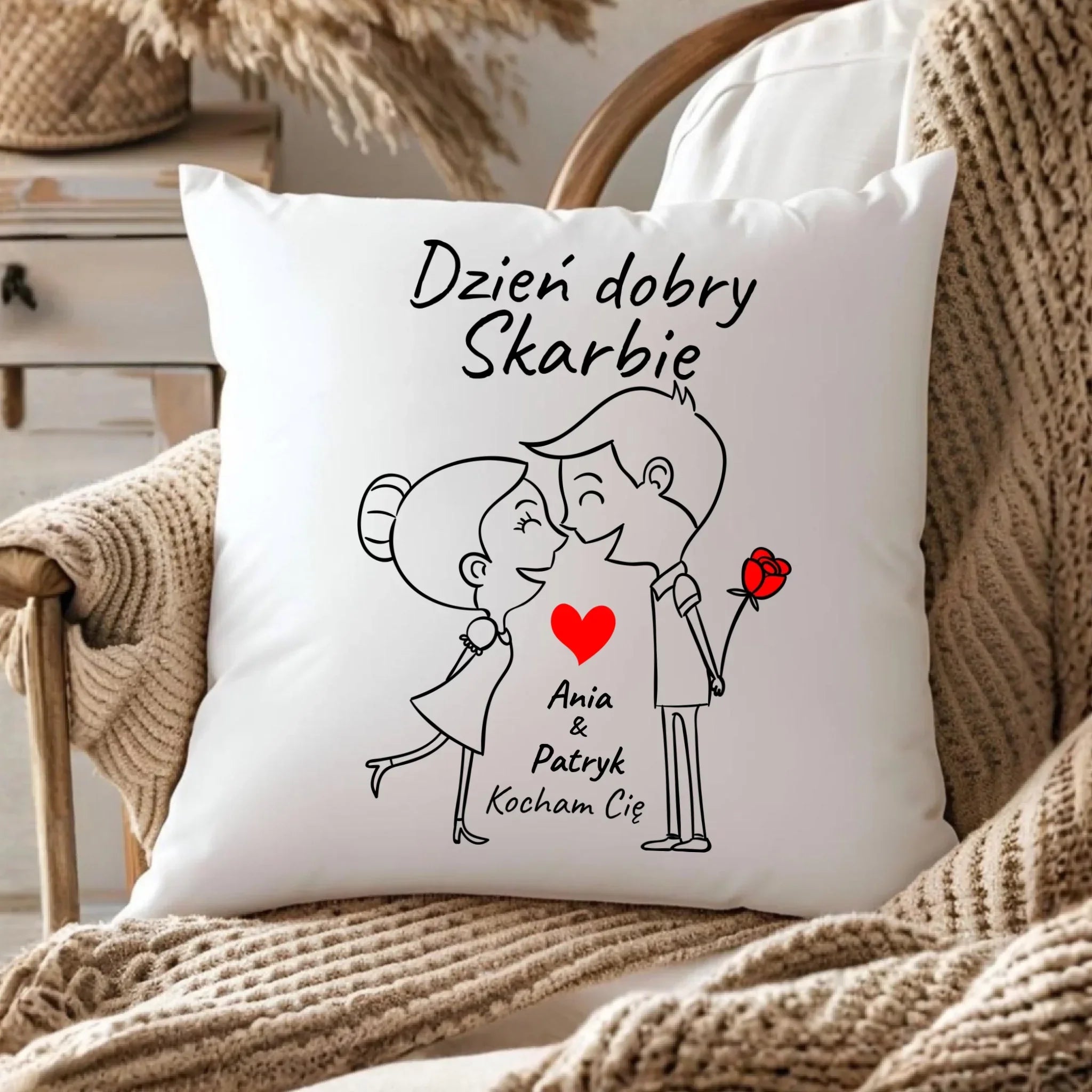 Poduszka dla par - Dzień dobry Skarbie - personalizowana W15 - StoryCups.pl