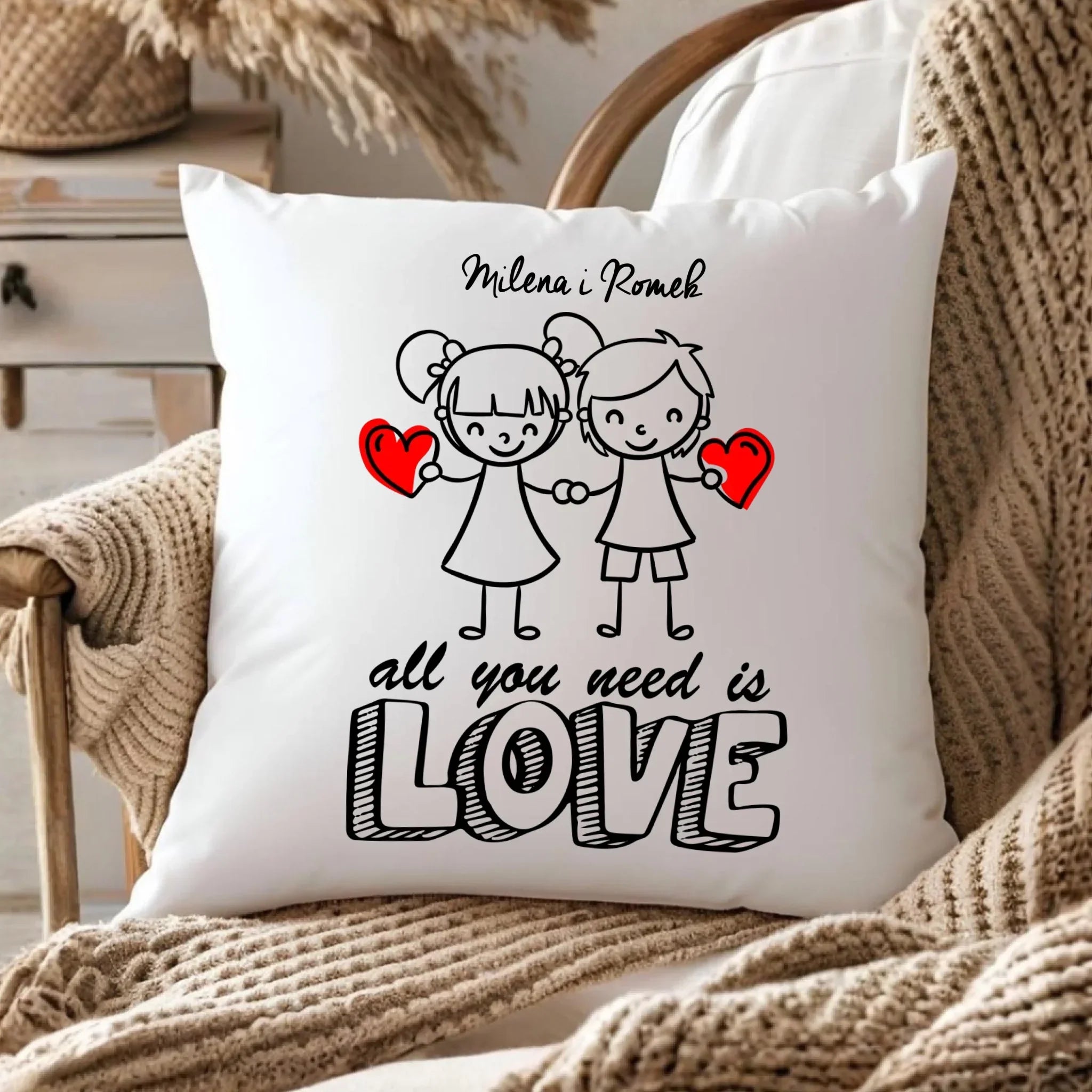 Poduszka dla par - All You need is love - personalizowana W13 - StoryCups.pl