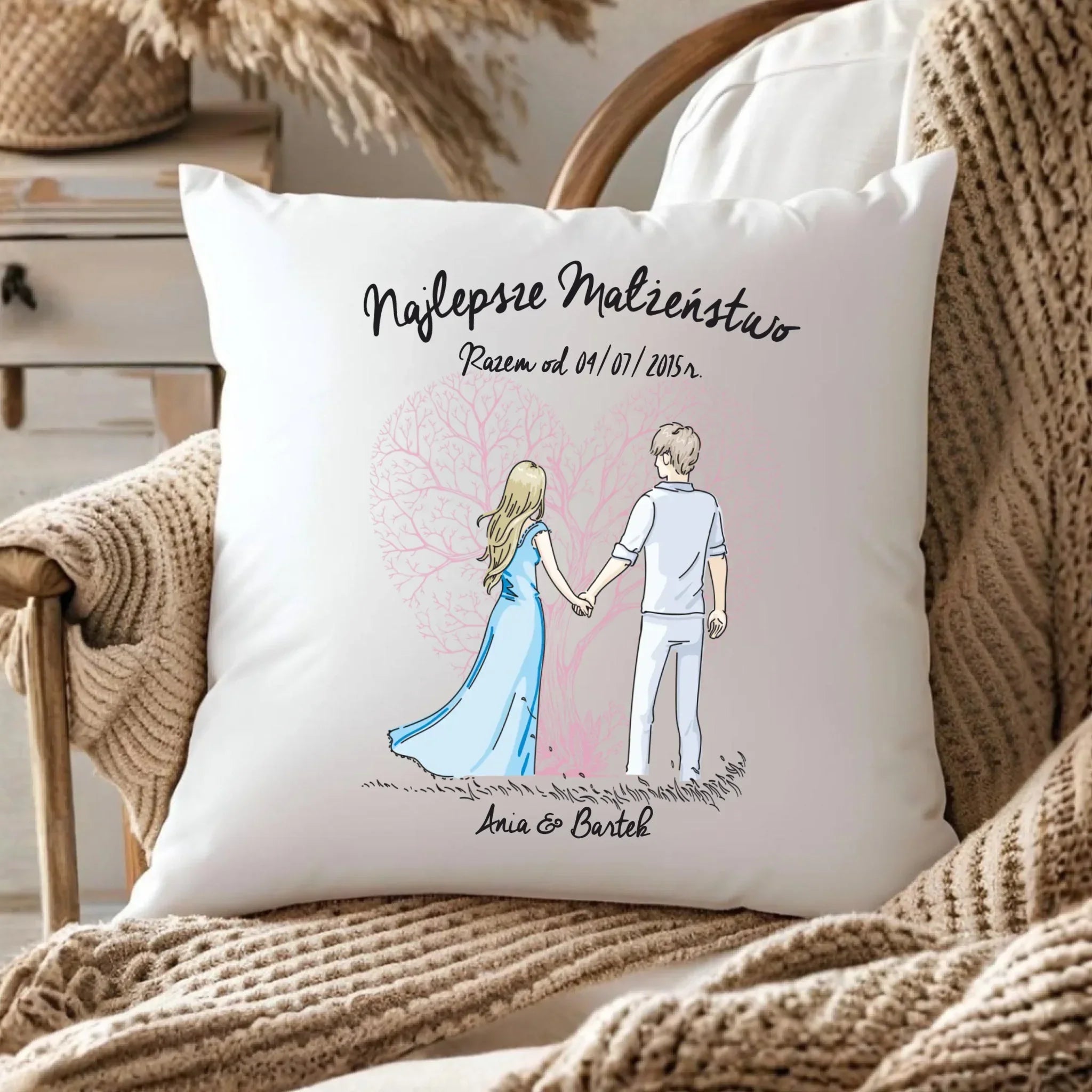 Poduszka dla par - Najlepsze małżeństwo - personalizowana W03 - StoryCups.pl