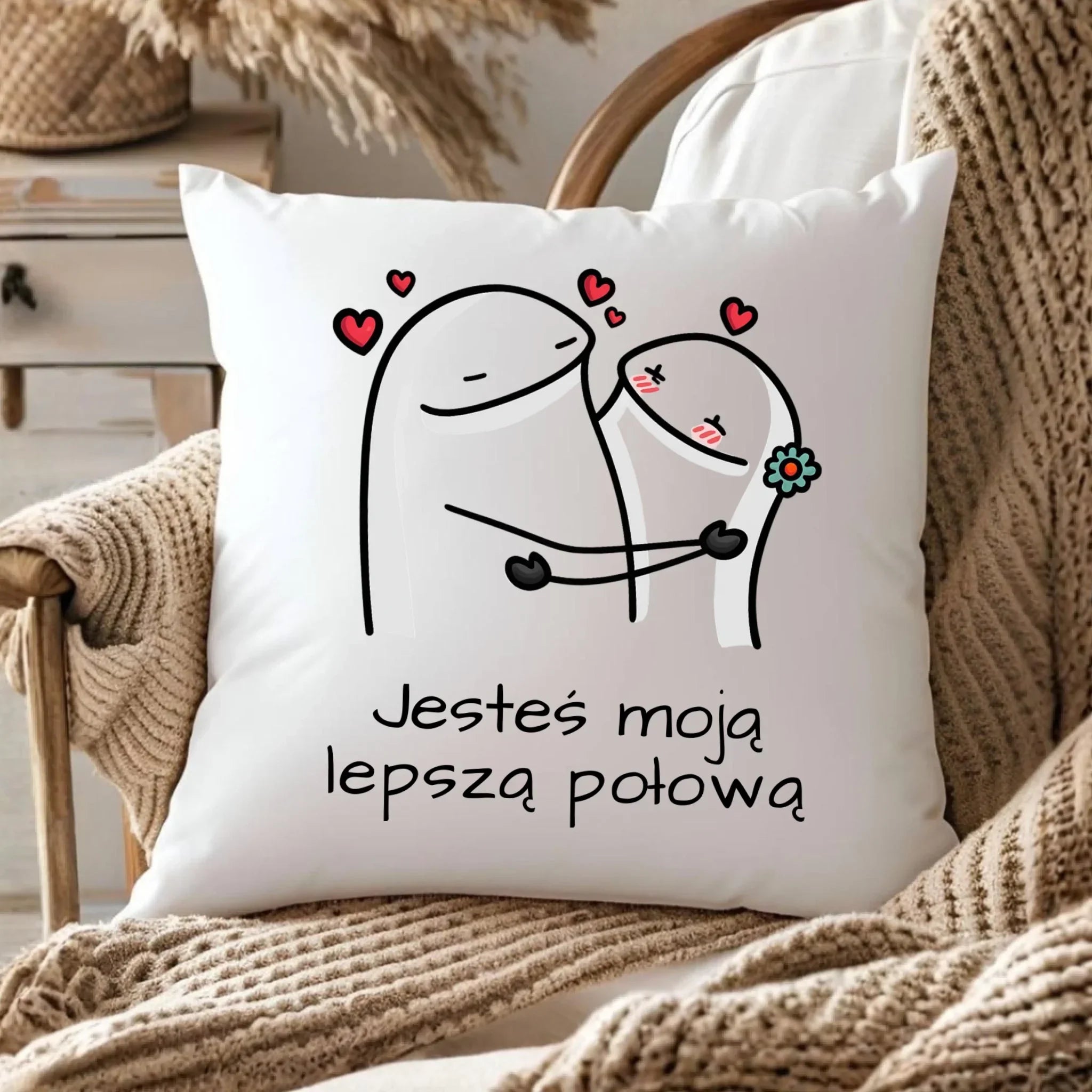 Poduszka dla par - Jesteś moją lepszą połową W87 - StoryCups.pl