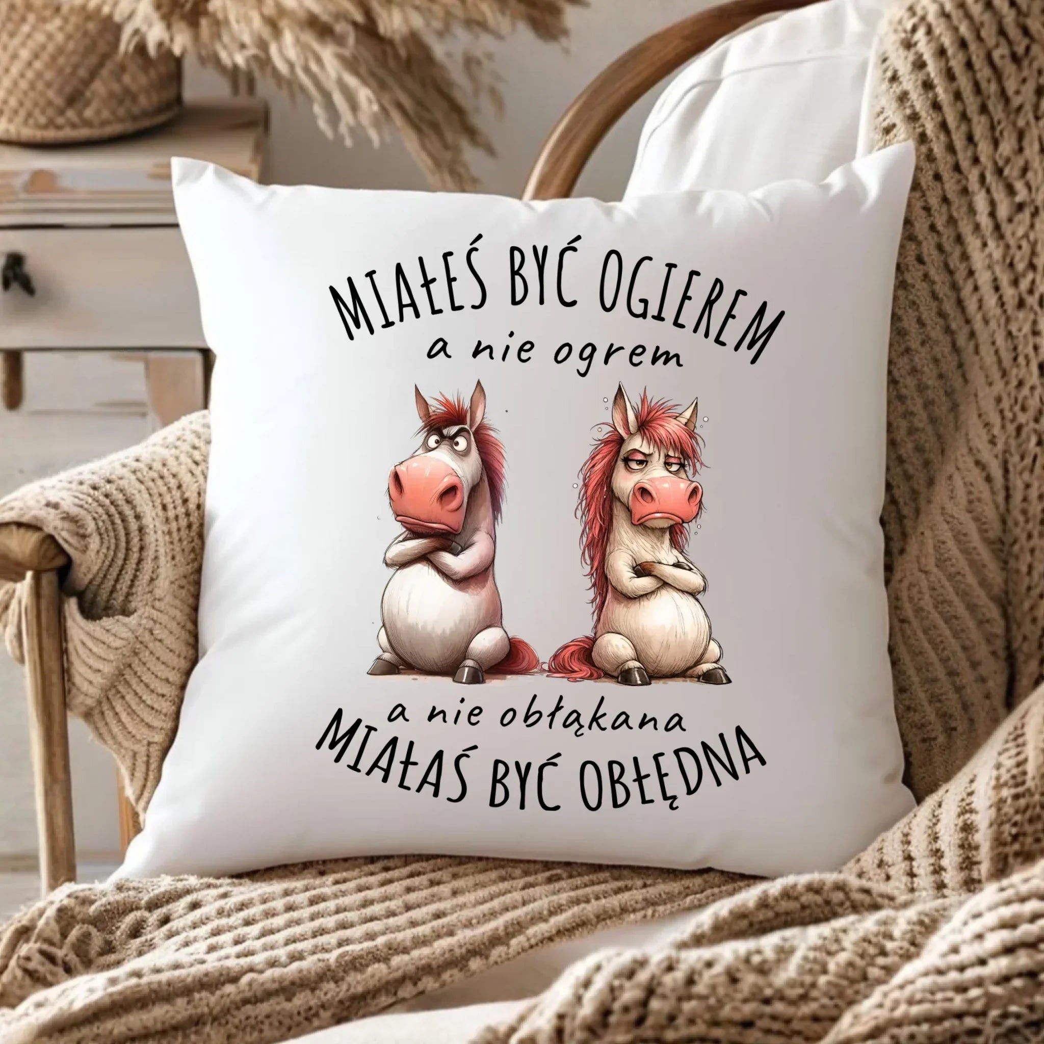 Poduszka dla par - Ogier & Obłędna - śmieszna W85 - StoryCups.pl
