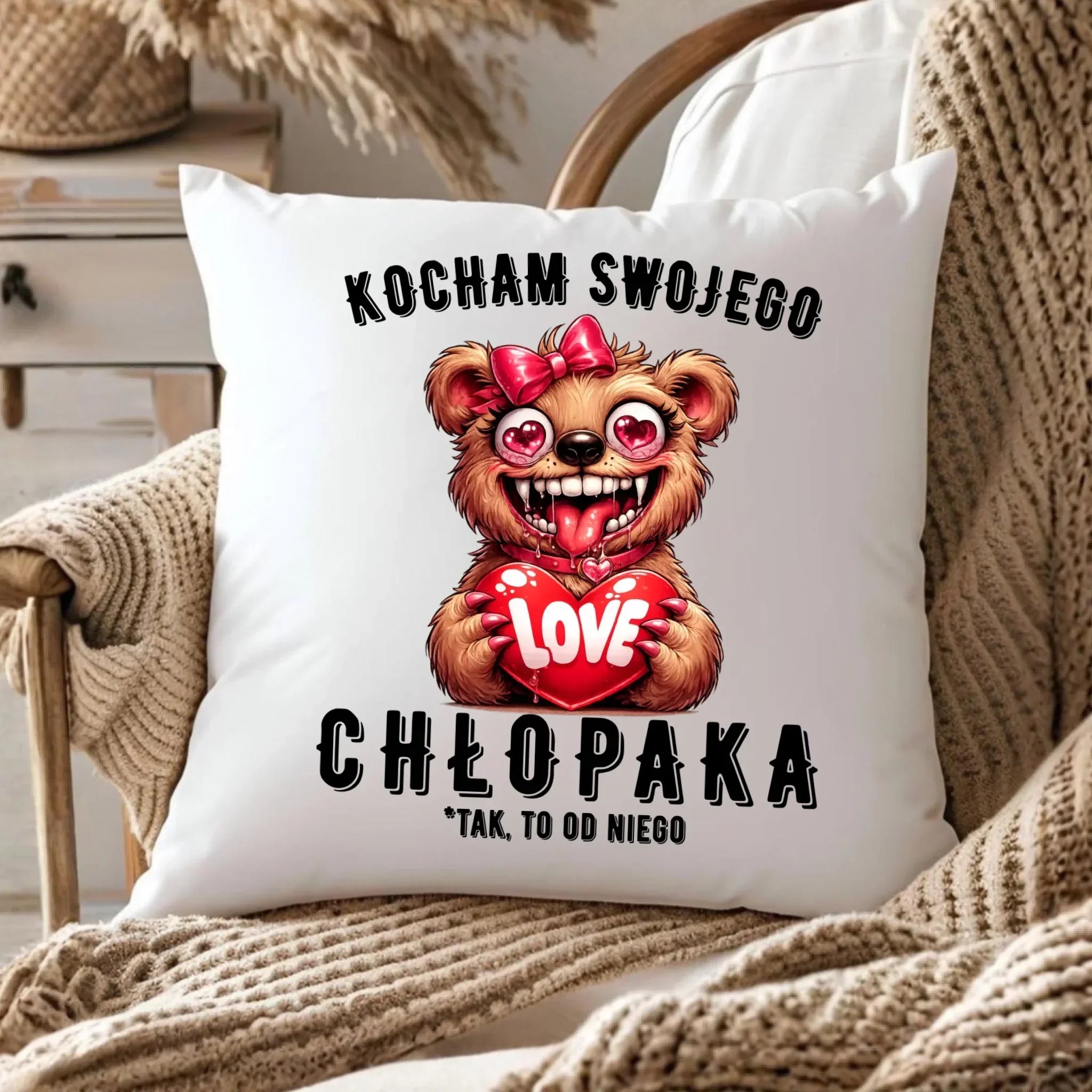 Poduszka dla dziewczyny - Kocham swojego chłopaka W89 - StoryCups.pl