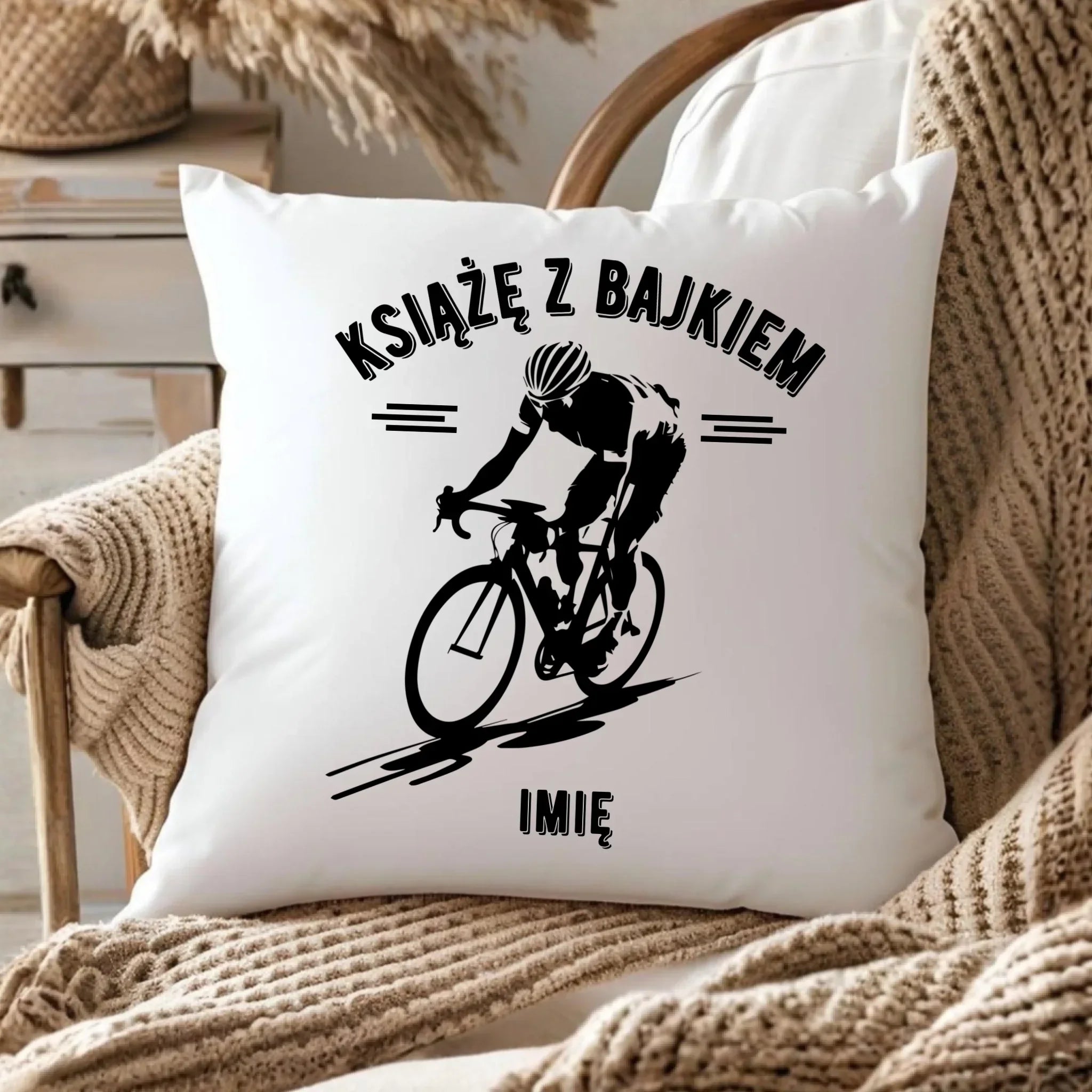 Poduszka dla rowerzysty - Książę z bajkiem - personalizowana HR01 - StoryCups.pl