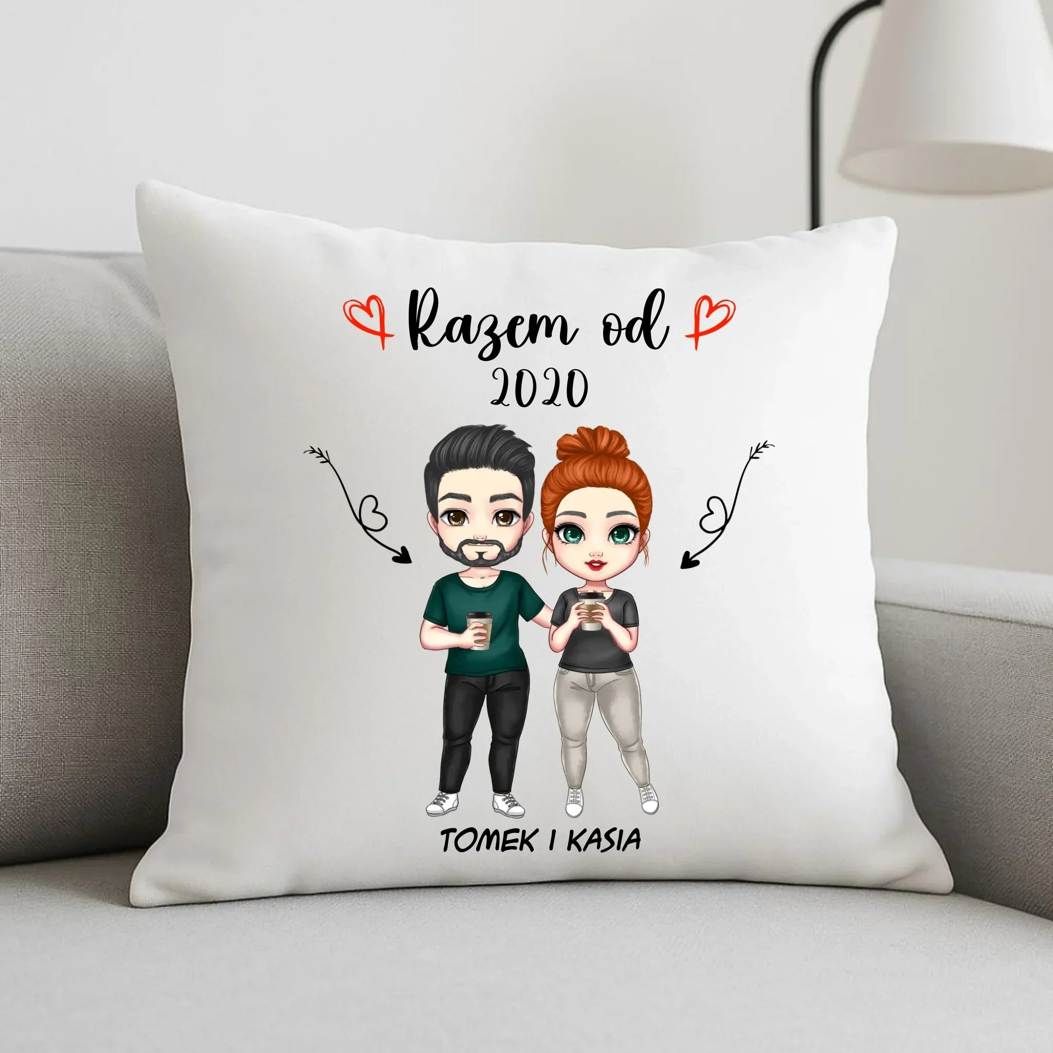 Poduszka dla par - Para razem od - personalizowana W01 - StoryCups.pl