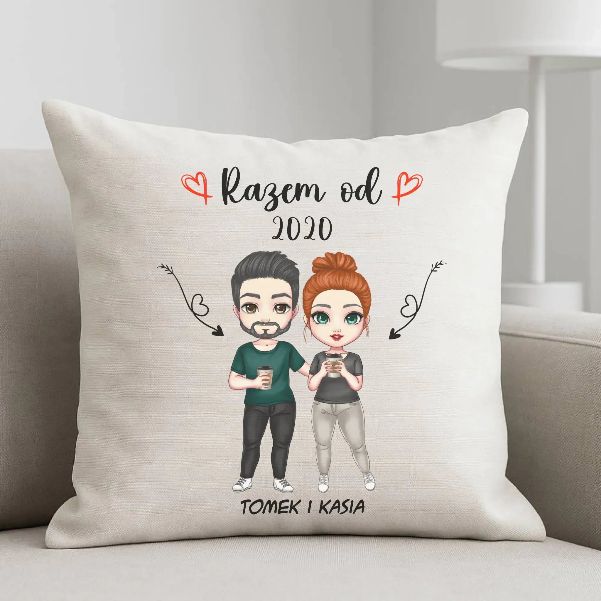 Poduszka dla par - Para razem od - personalizowana W01 - StoryCups.pl