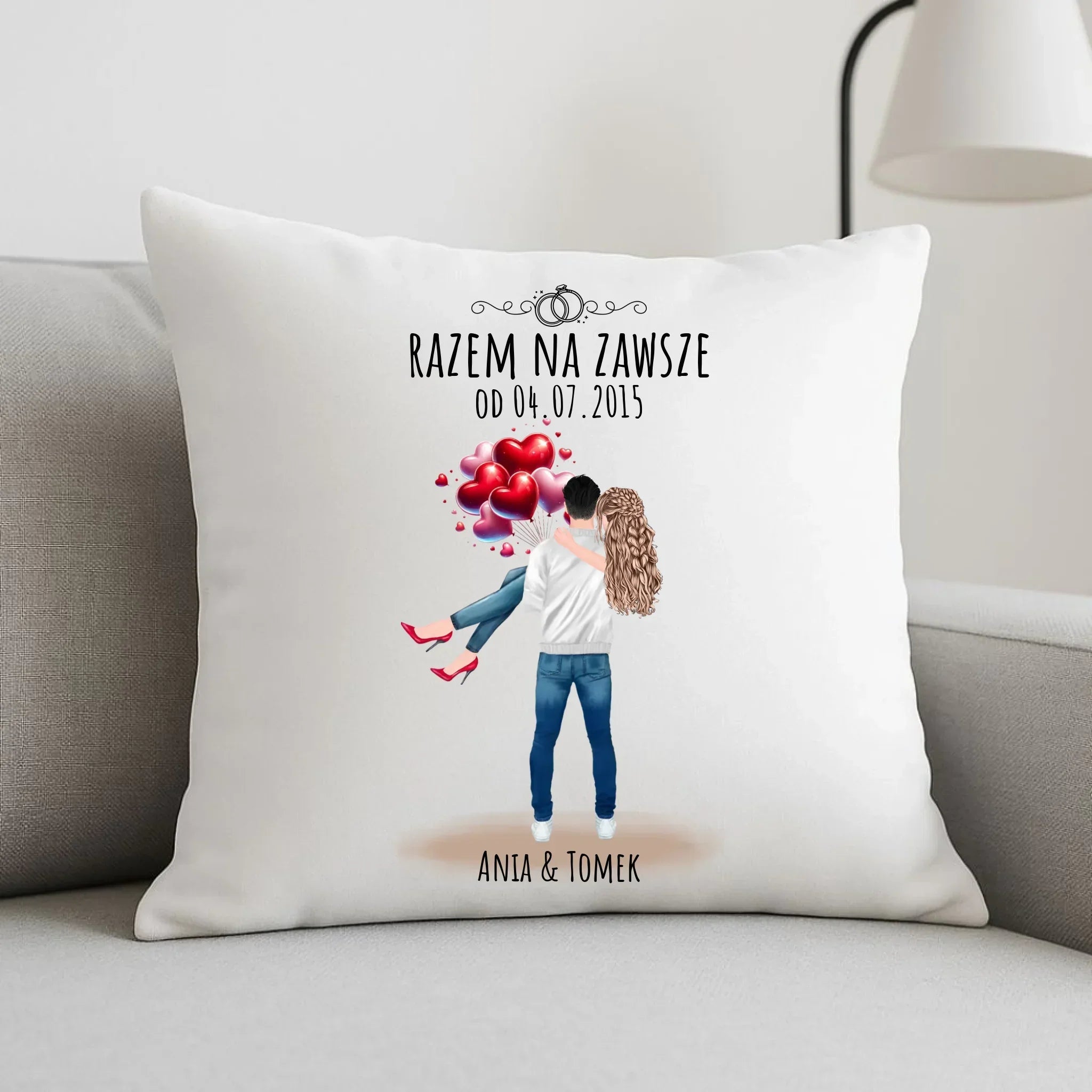 Poduszka dla par na rocznicę - Razem na zawsze - personalizowana W14 - StoryCups.pl