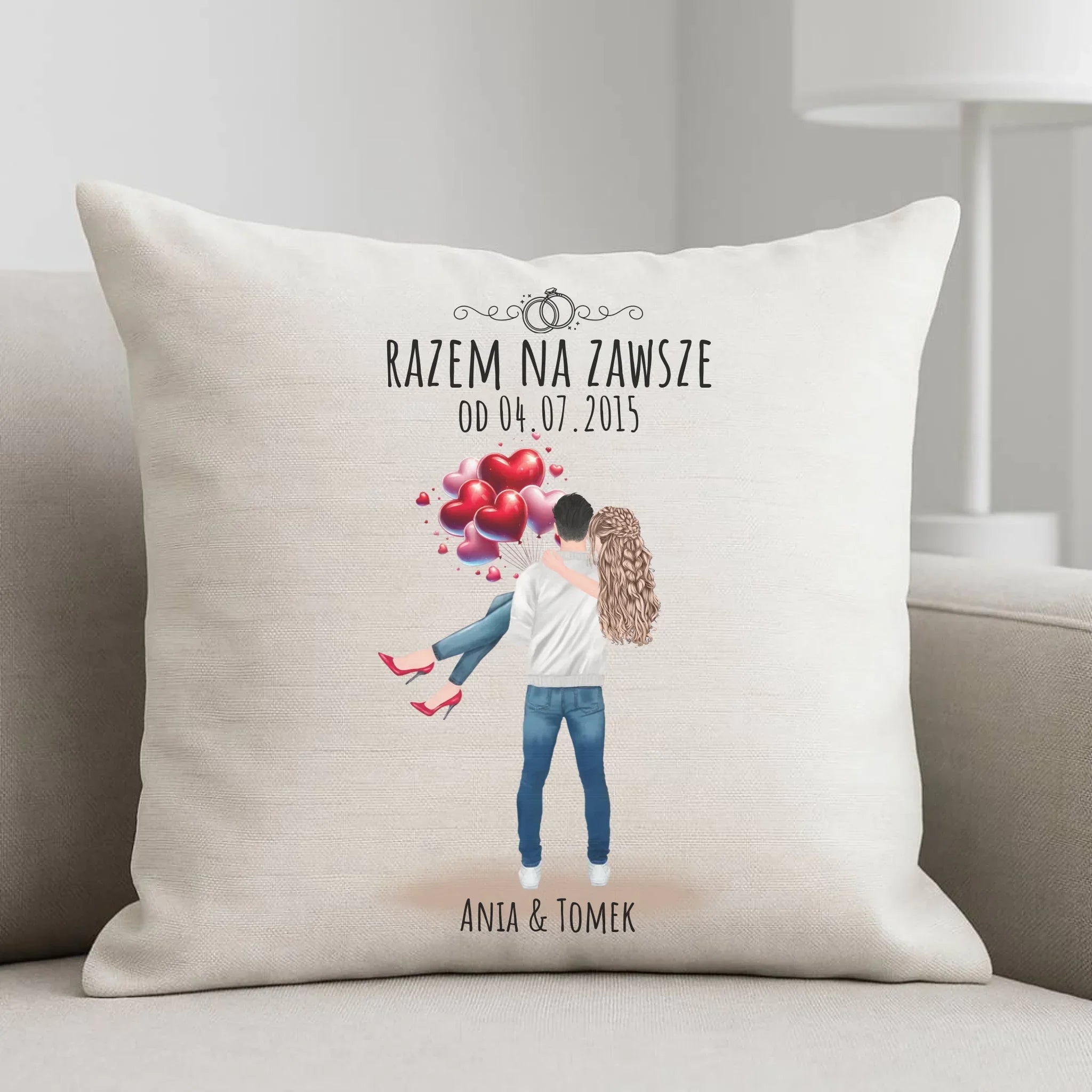 Poduszka dla par na rocznicę - Razem na zawsze - personalizowana W14 - StoryCups.pl
