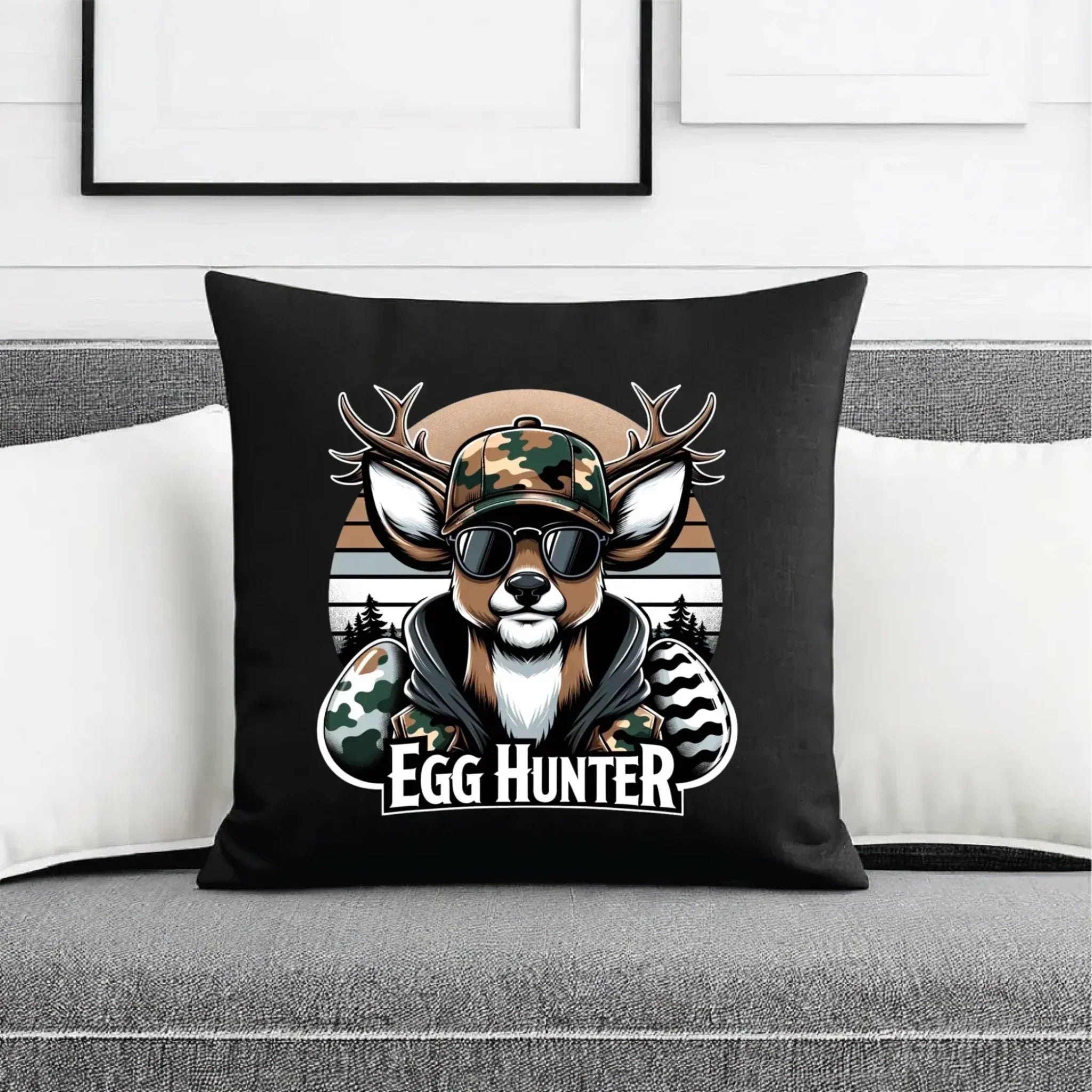 Poduszka dekoracyjna wielkanocna - Jeleń Survival Egg hunter WN19 - StoryCups.pl