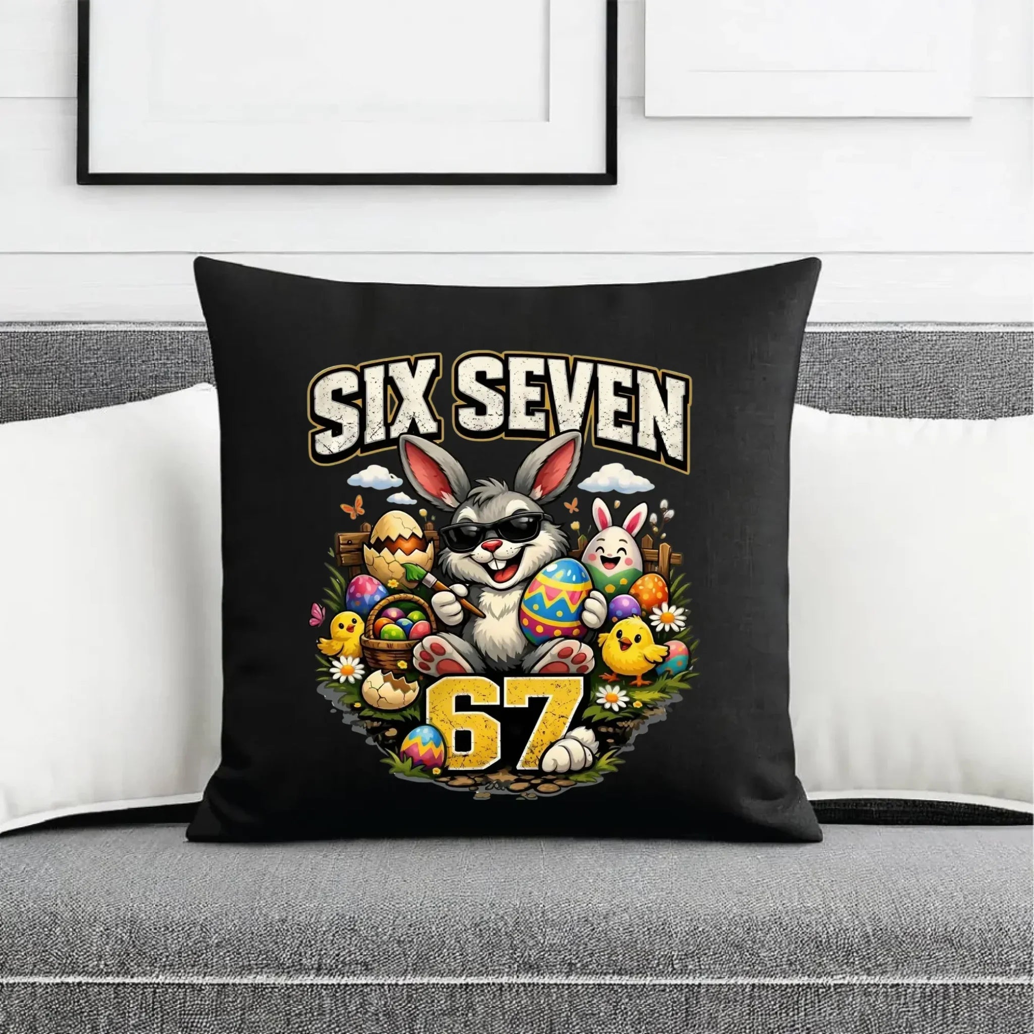Poduszka dekoracyjna wielkanocna - Zając Six Seven 67 WN10 - StoryCups.pl