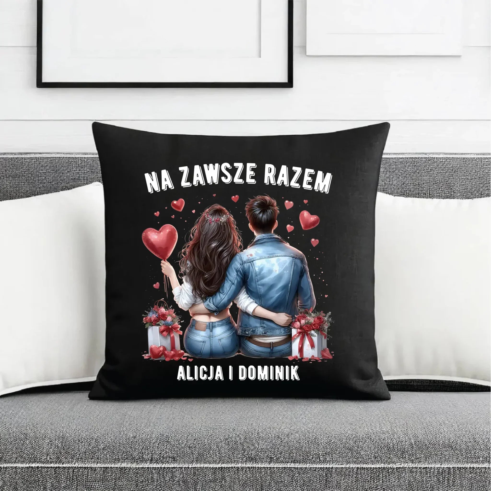 Poduszka dekoracyjna dla par - Na zawsze razem - personalizowana W07 - StoryCups.pl