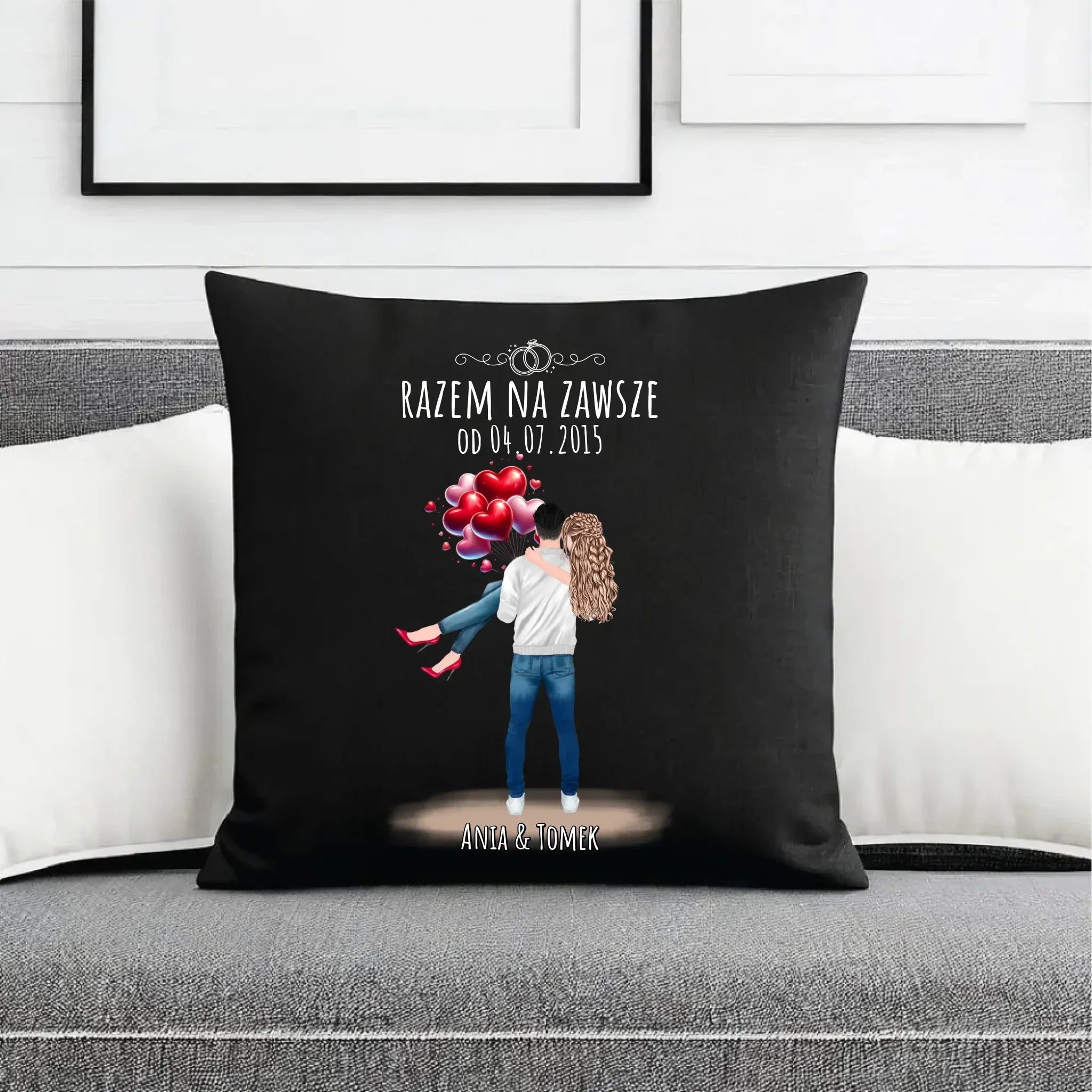 Poduszka dekoracyjna dla par na rocznicę - Razem na zawsze - personalizowana W14 - StoryCups.pl