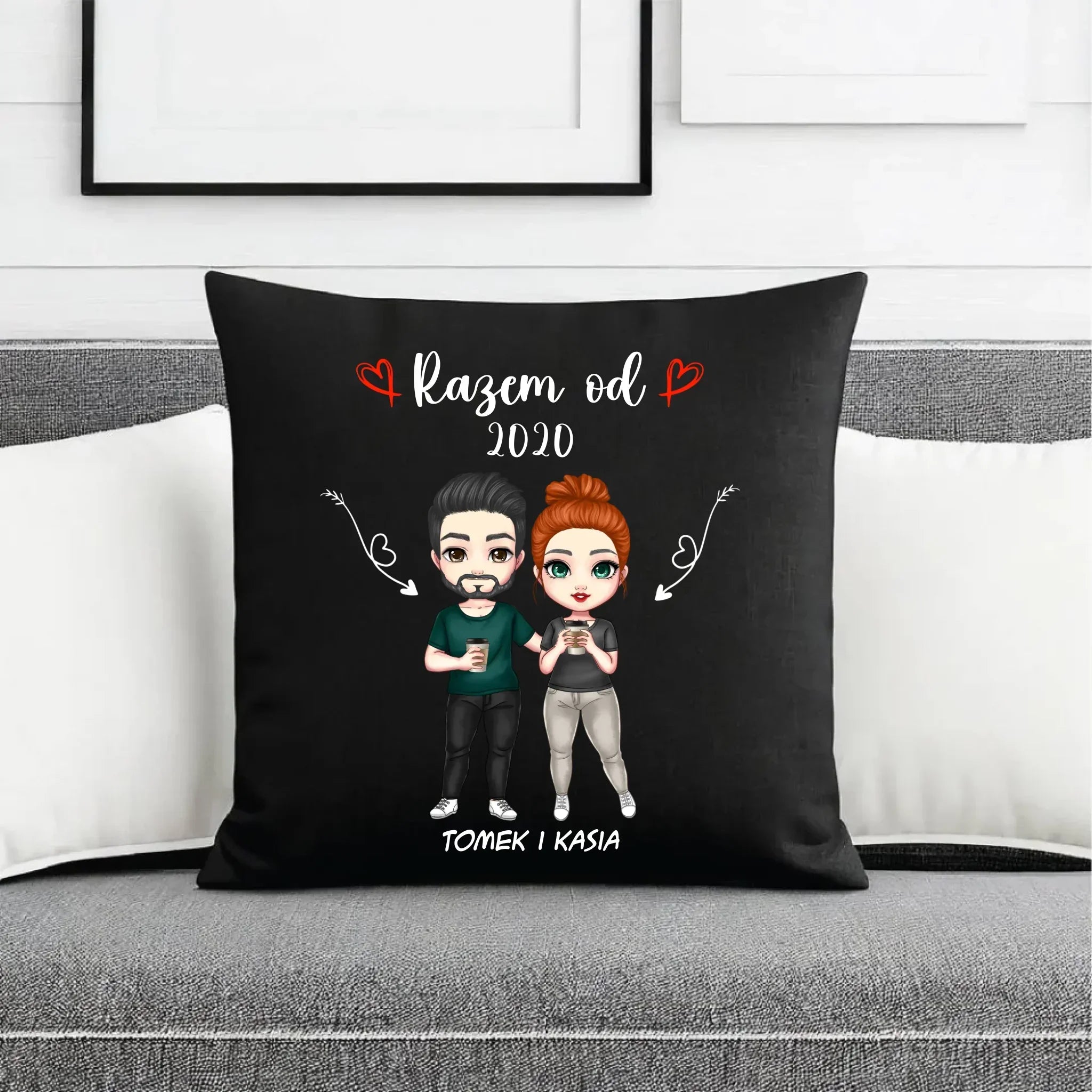 Poduszka dekoracyjna dla par - Para razem od - personalizowana W01 - StoryCups.pl