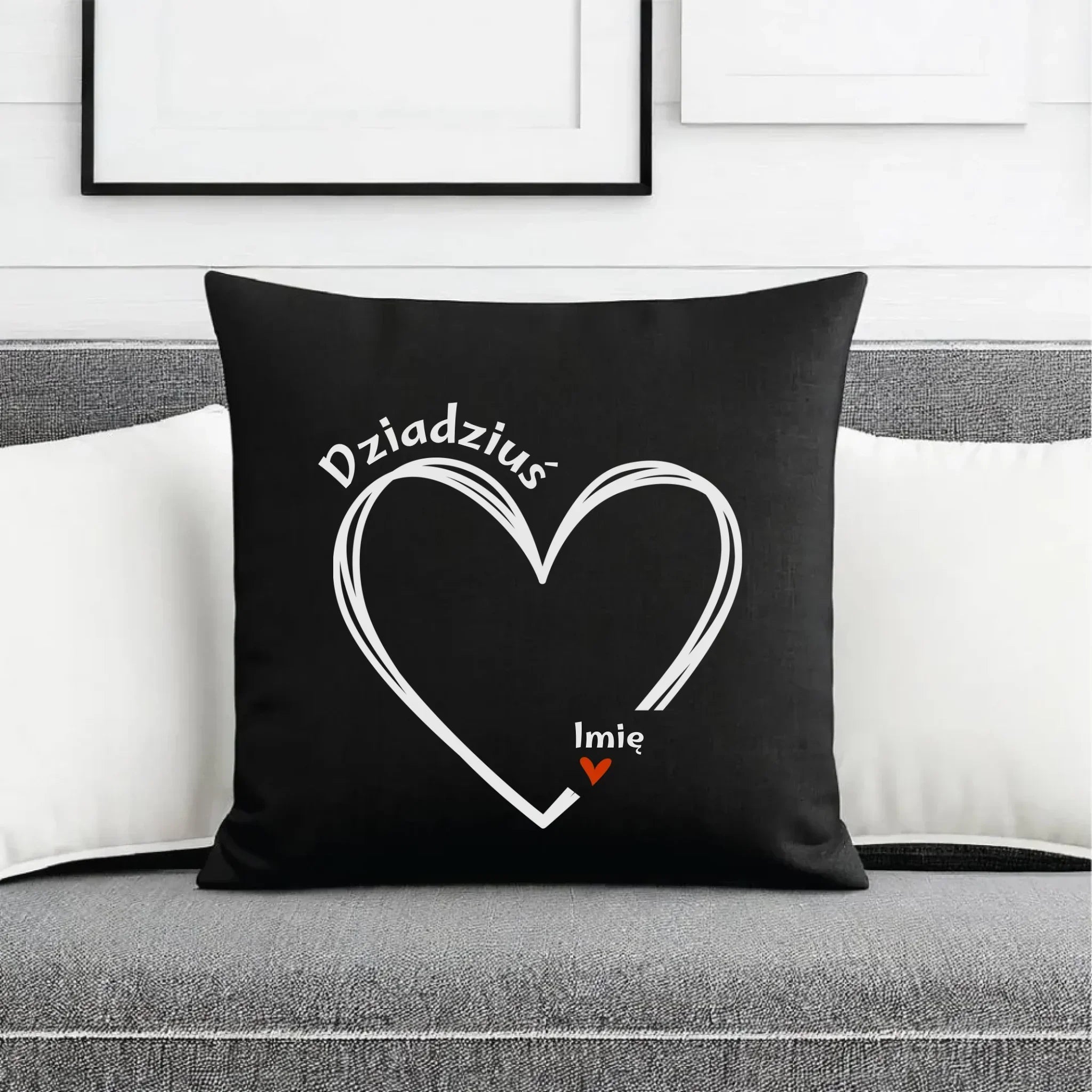 Poduszka dekoracyjna dla dziadka - Serce z imionami wnuków 1-7 - personalizowana D26 - StoryCups.pl