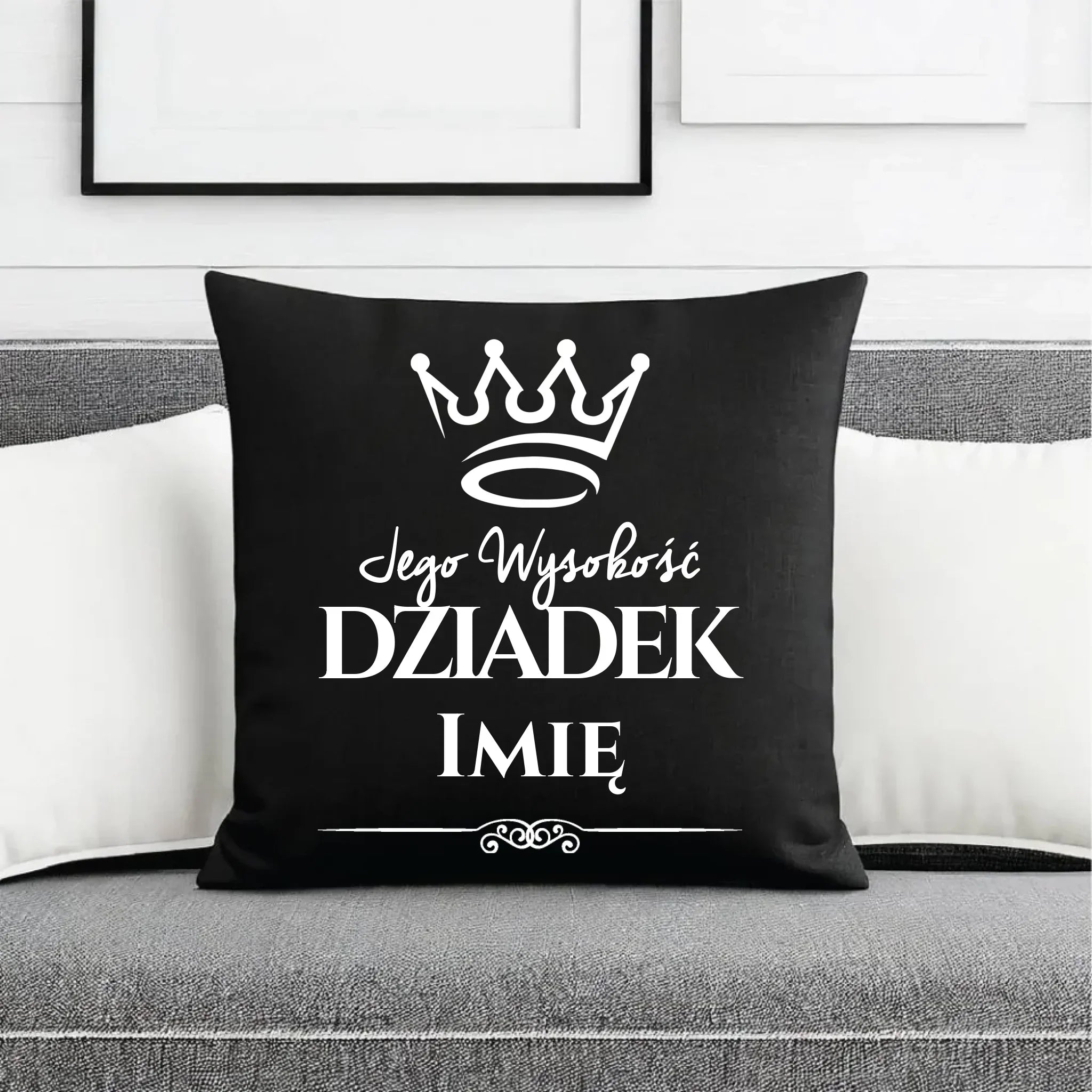 Poduszka dekoracyjna dla dziadka - Jego Wysokość dziadek - personalizowana D11 - StoryCups.pl