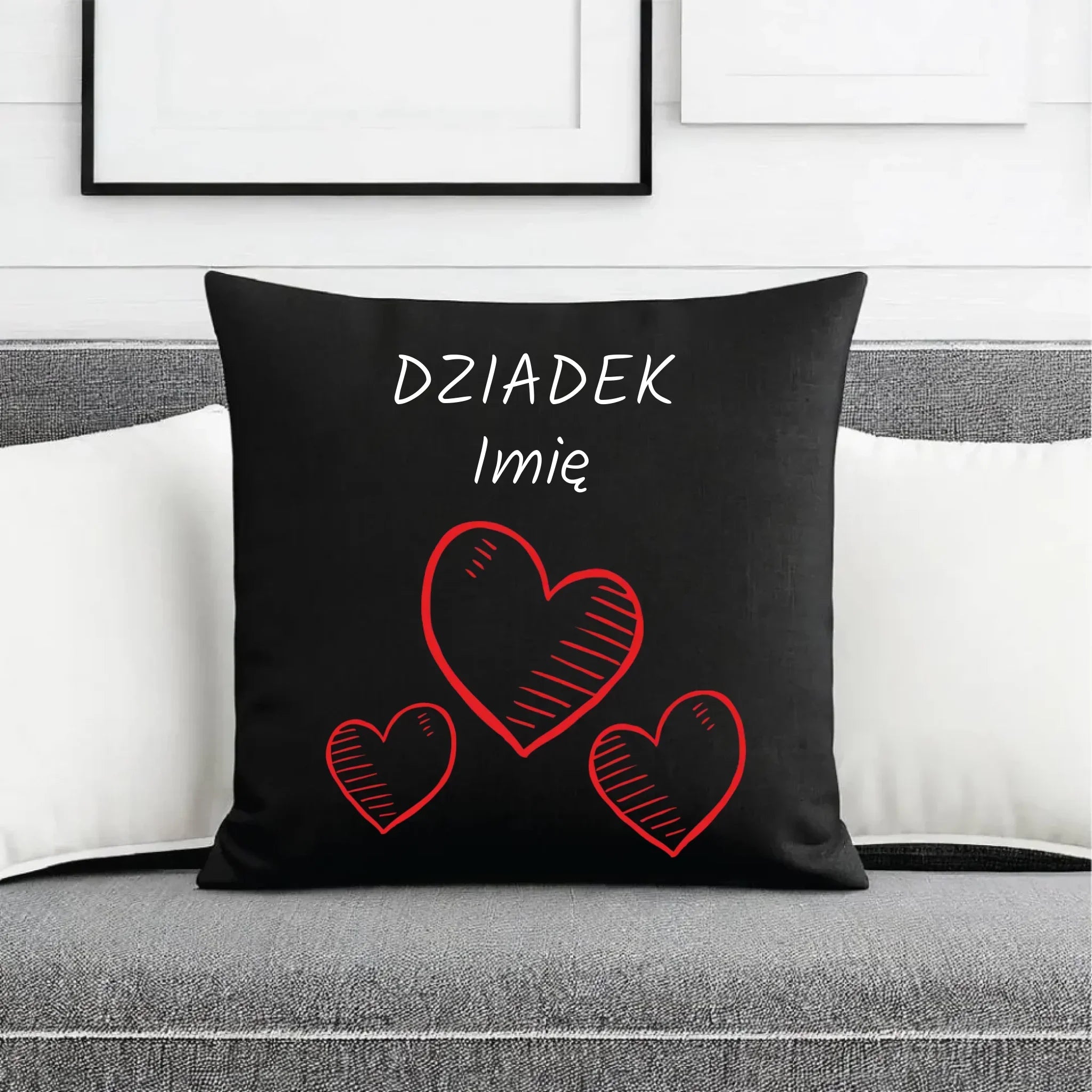Poduszka dekoracyjna dla dziadka - Serca - personalizowana D01 - StoryCups.pl
