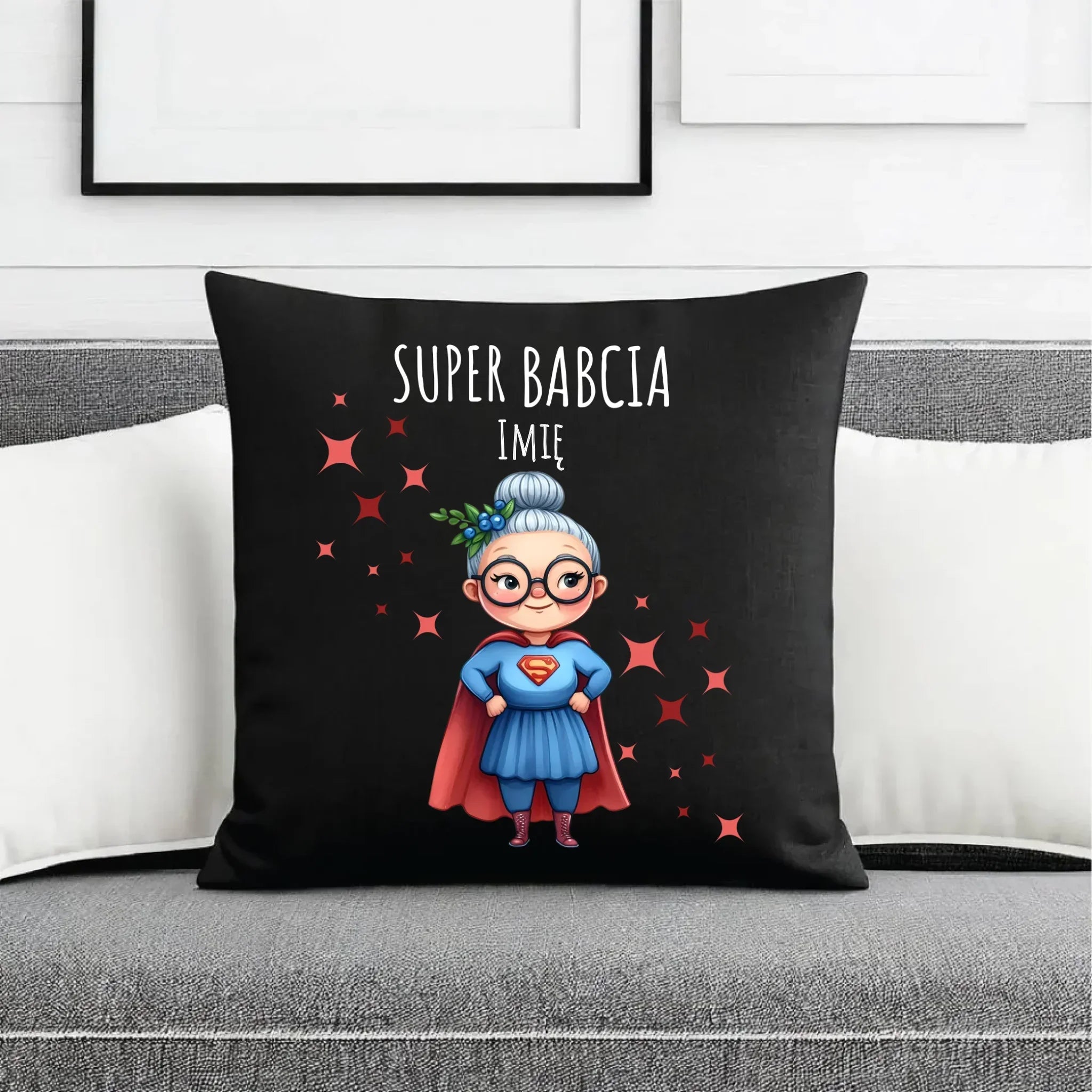Poduszka dekoracyjna dla babci - Super Babcia - personalizowana B02 - StoryCups.pl