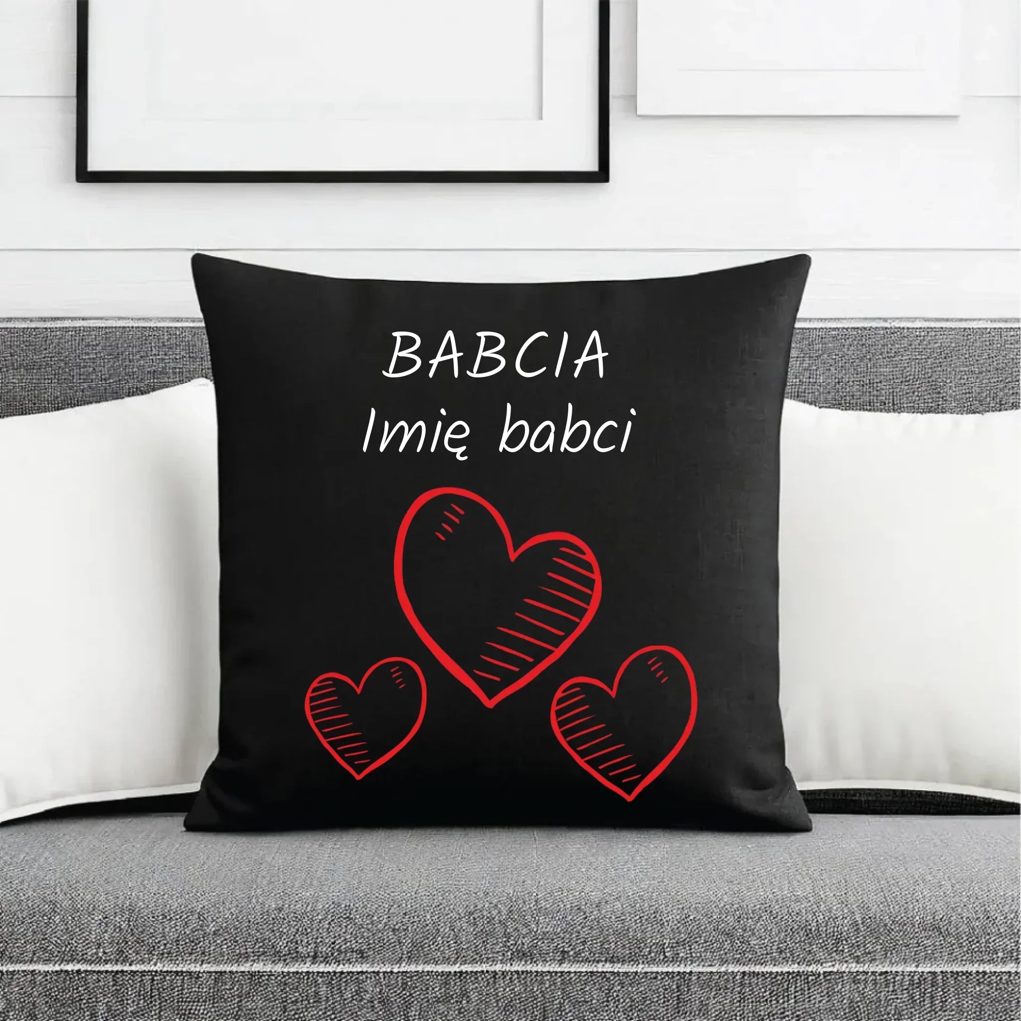 Poduszka dekoracyjna dla babci - Serca - personalizowana B01 - StoryCups.pl