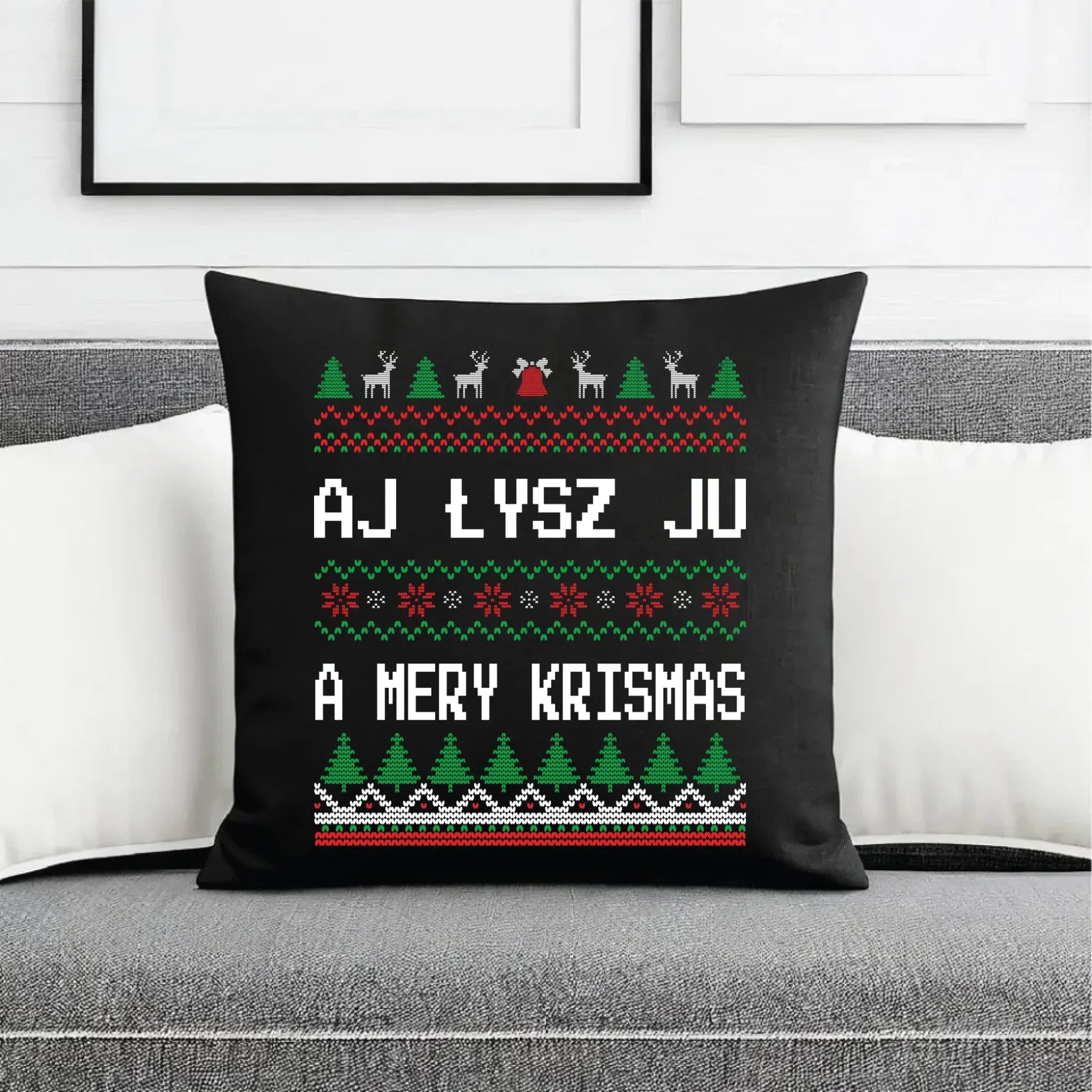 Poduszka dekoracyjna świąteczna - Aj łysz ju a mery krismas BN12 - StoryCups.pl