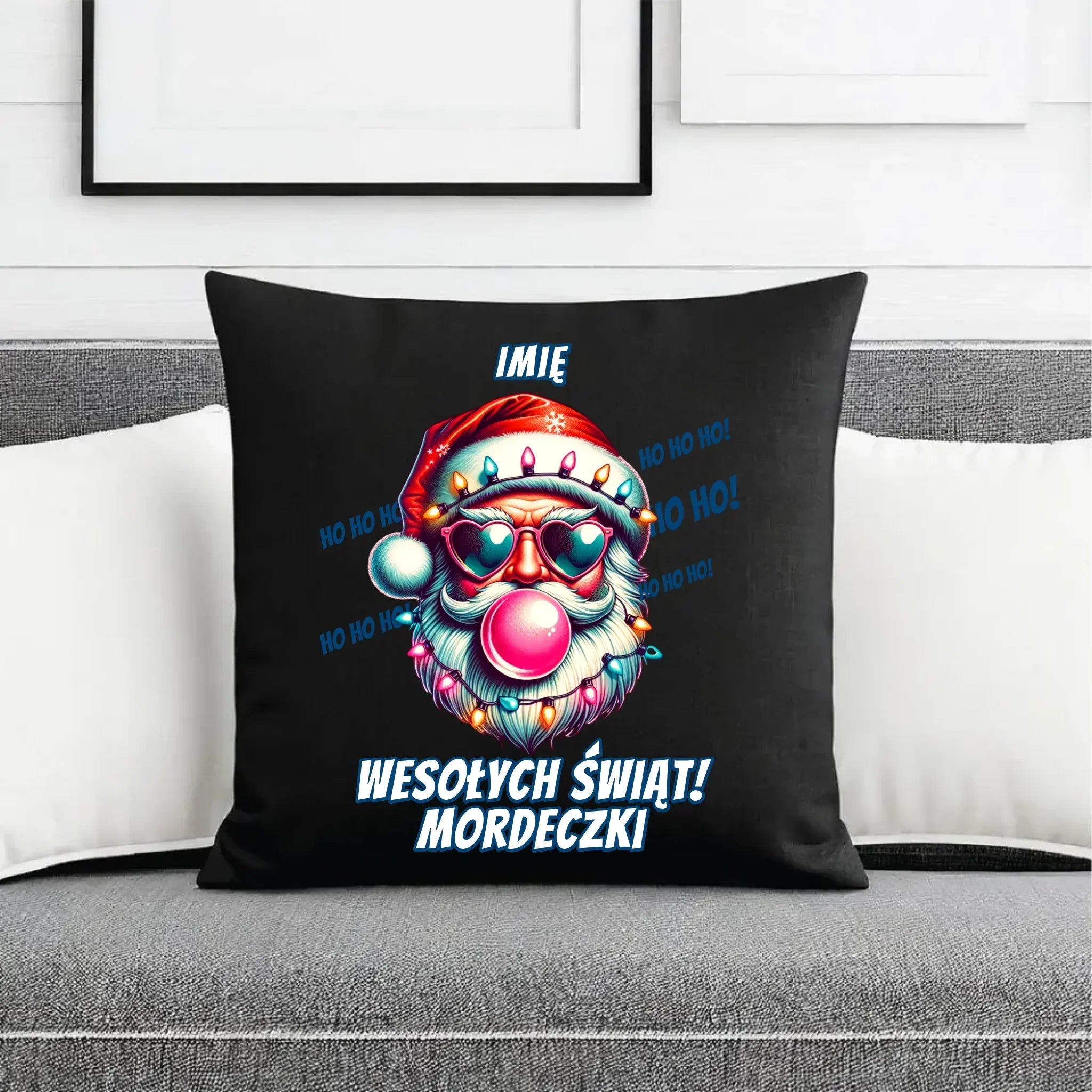 Poduszka dekoracyjna świąteczna - Mikołaj Wesołych Świąt Mordeczki - personalizowana BN17 - StoryCups.pl