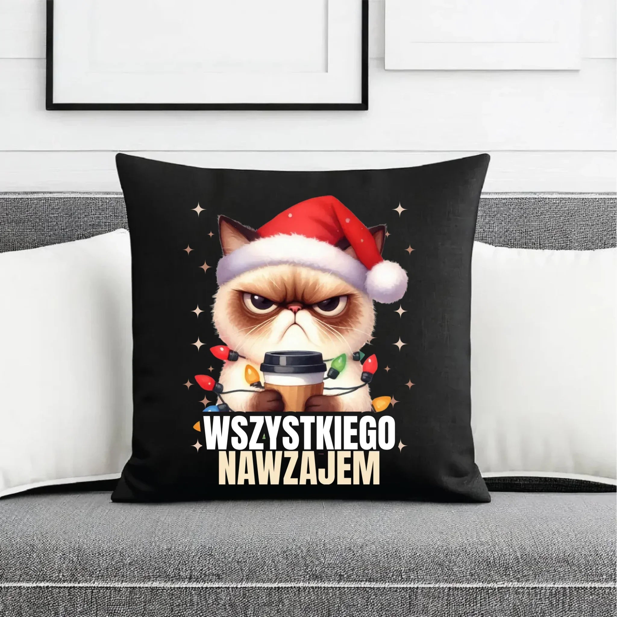 Poduszka dekoracyjna świąteczna - Grumpy Cat Wszystkiego nawzajem BN33 - StoryCups.pl