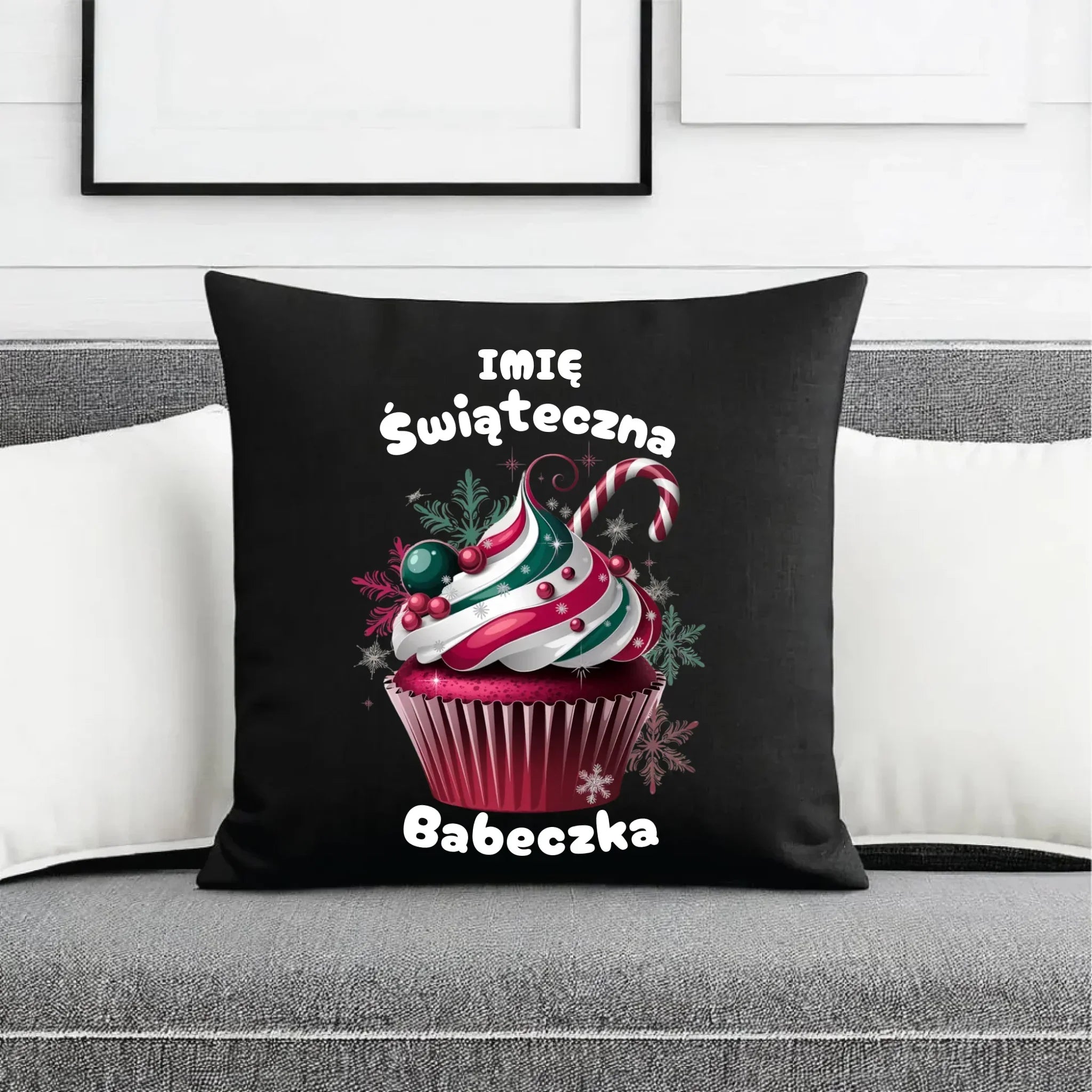 Poduszka dekoracyjna na święta - Świąteczna babeczka - personalizowana BN30 - StoryCups.pl