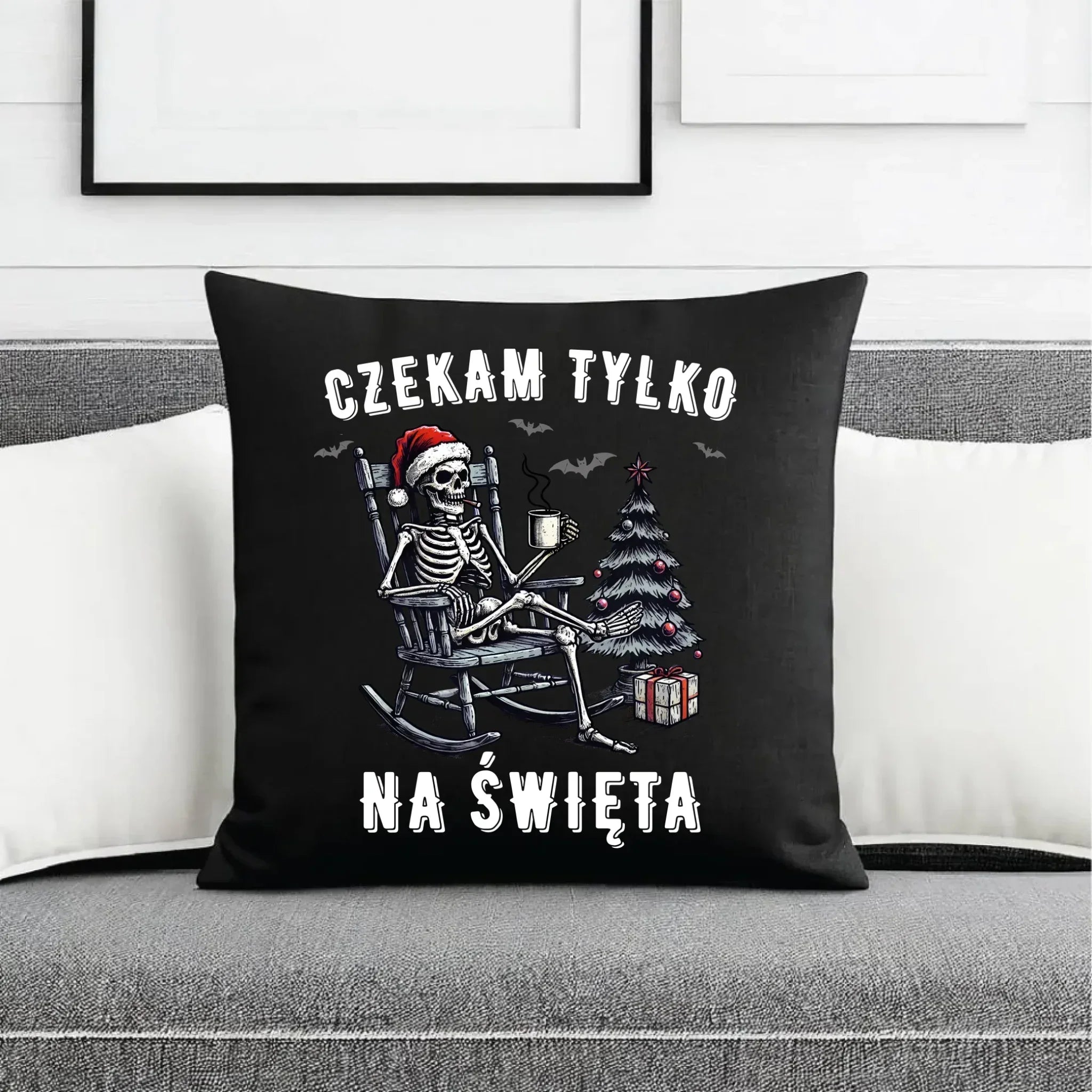Poduszka dekoracyjna świąteczna - Czekam tylko na święta BN56 - StoryCups.pl
