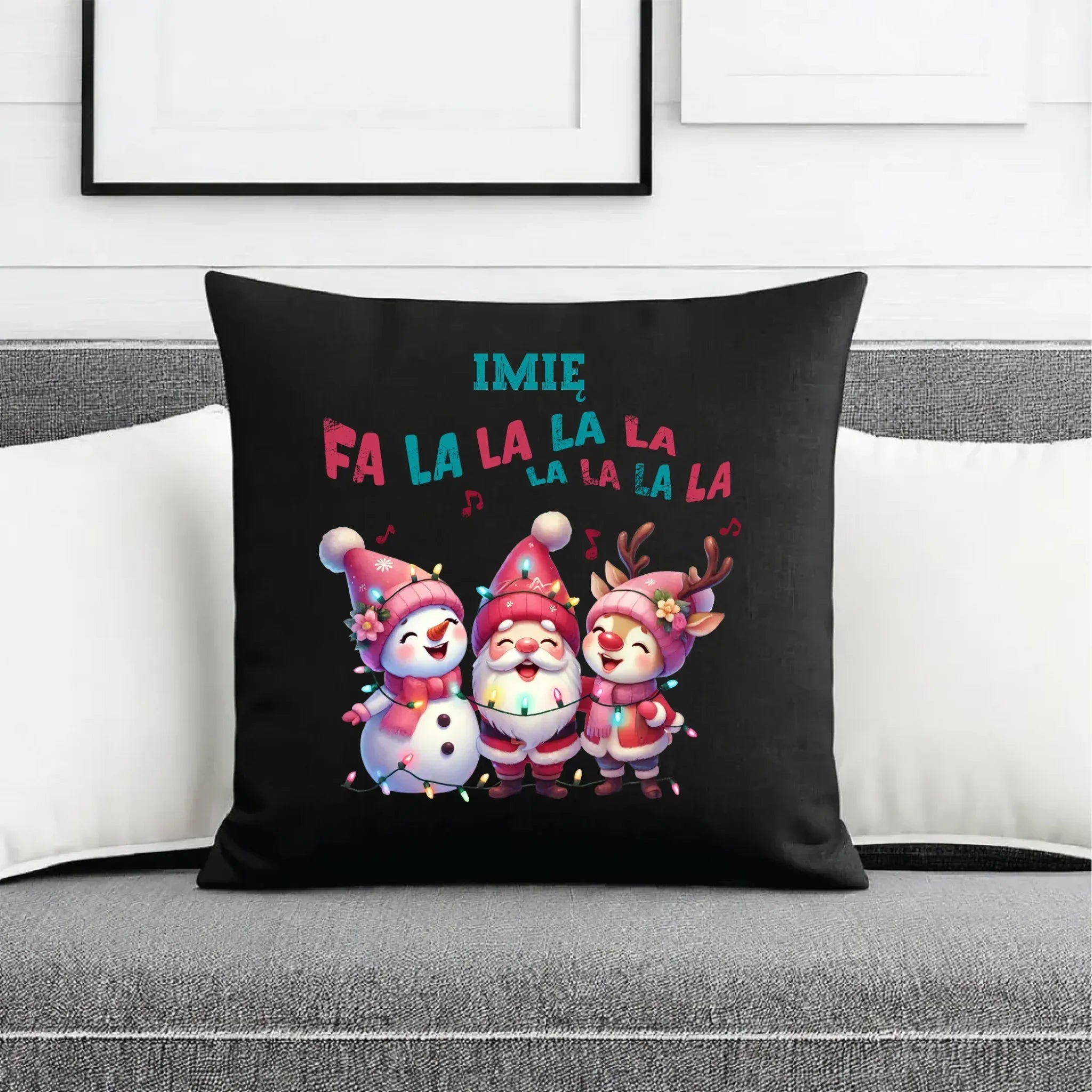 Poduszka dekoracyjna świąteczna - Fa la la la - personalizowana BN51 - StoryCups.pl