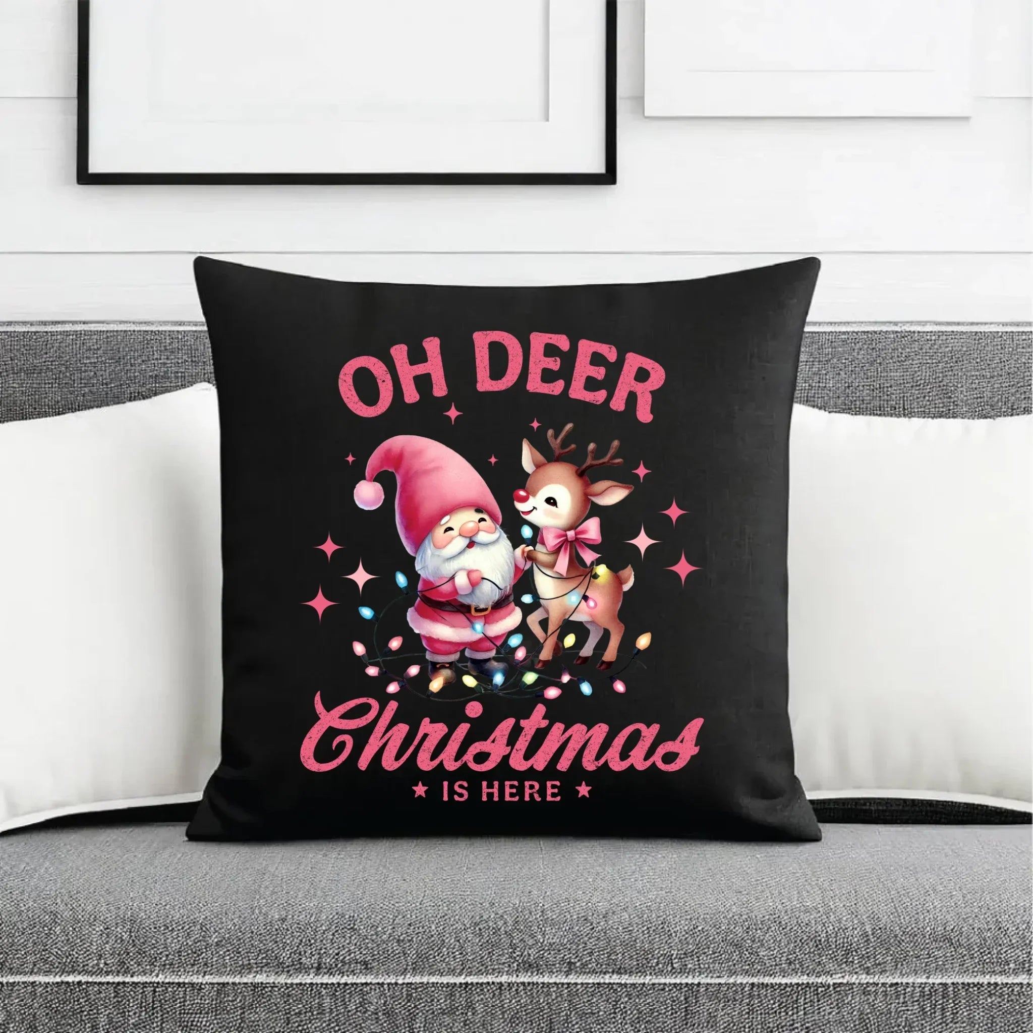 Poduszka dekoracyjna świąteczna - Oh deer Christmas is here BN59 - StoryCups.pl