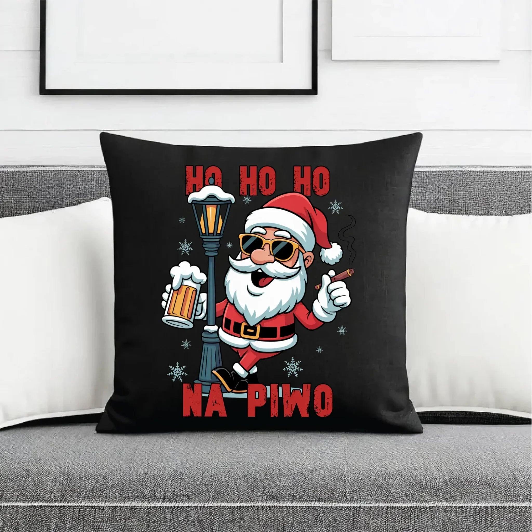 Poduszka dekoracyjna świąteczna - Mikołaj Ho ho ho na piwo BN64 - StoryCups.pl