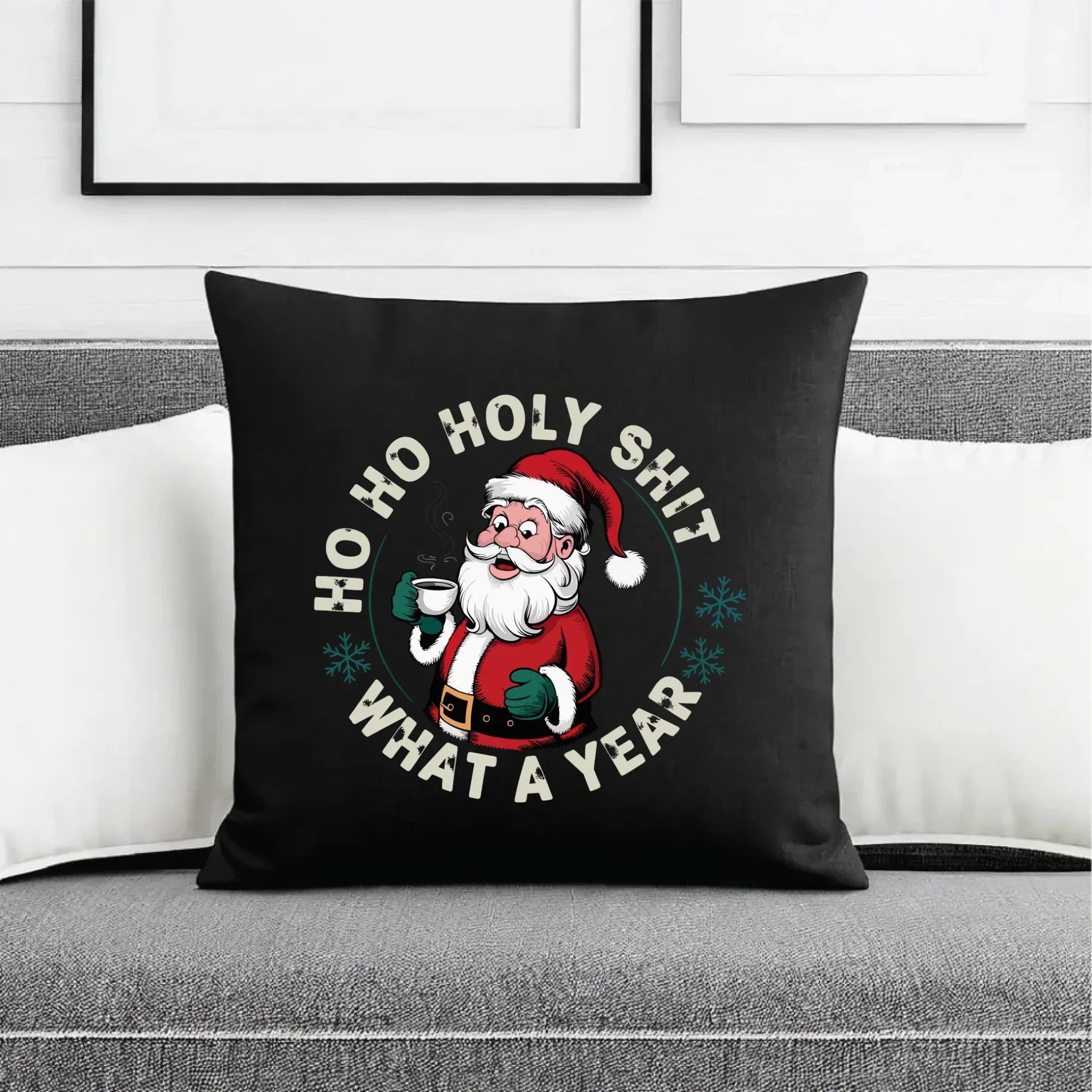 Poduszka dekoracyjna świąteczna - Ho ho holy shit what a year BN74 - StoryCups.pl
