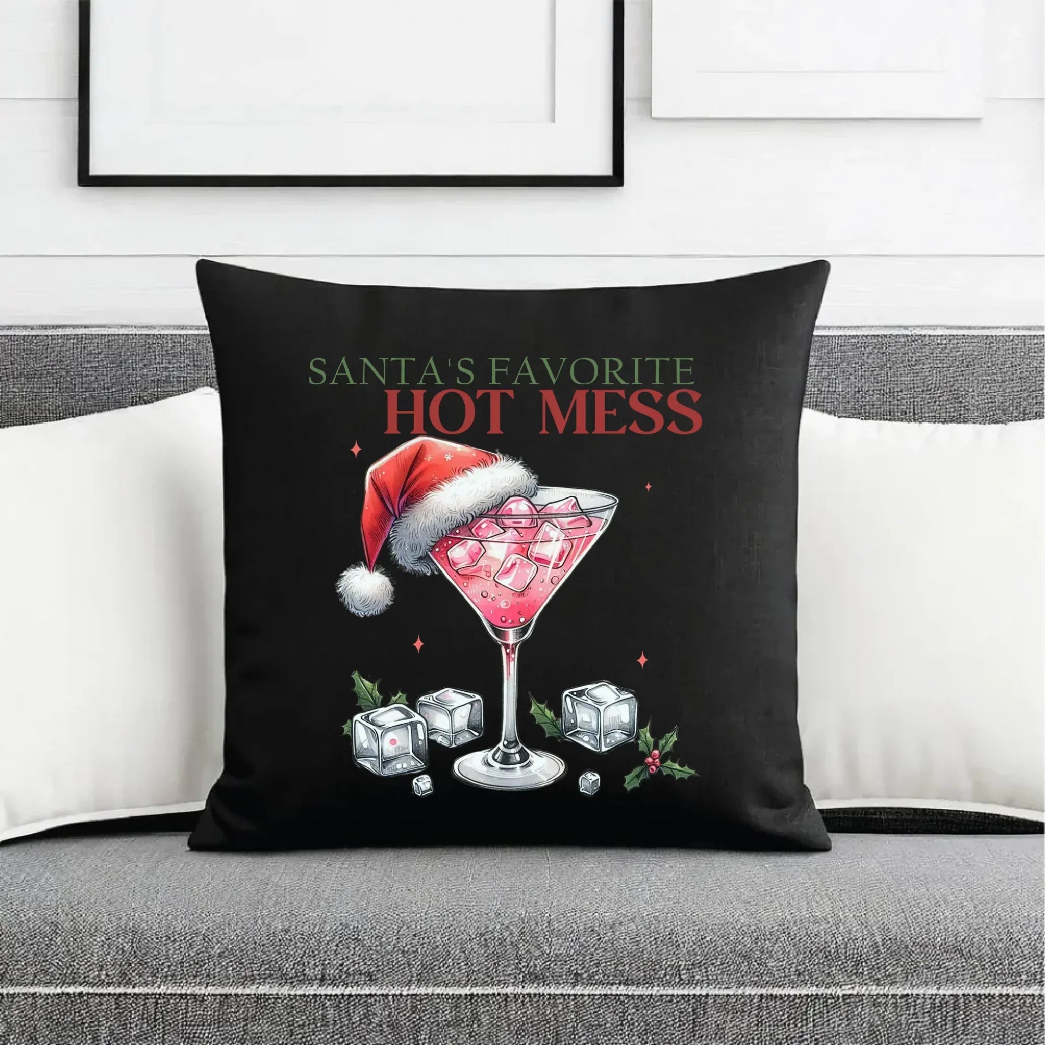 Poduszka dekoracyjna świąteczna - Santa's favorite hot mess BN75 - StoryCups.pl