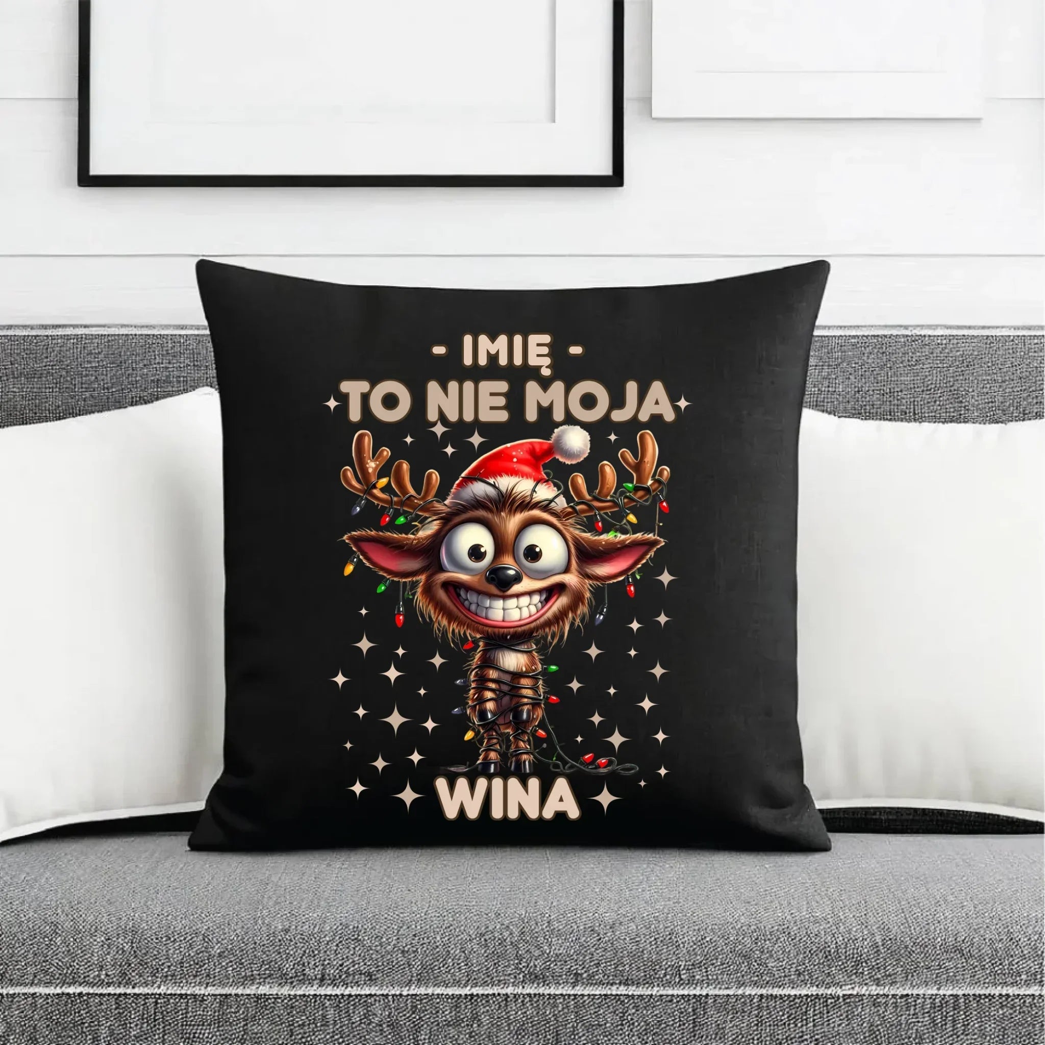 Poduszka dekoracyjna świąteczna - Renifer To nie moja wina - personalizowana BN93 - StoryCups.pl