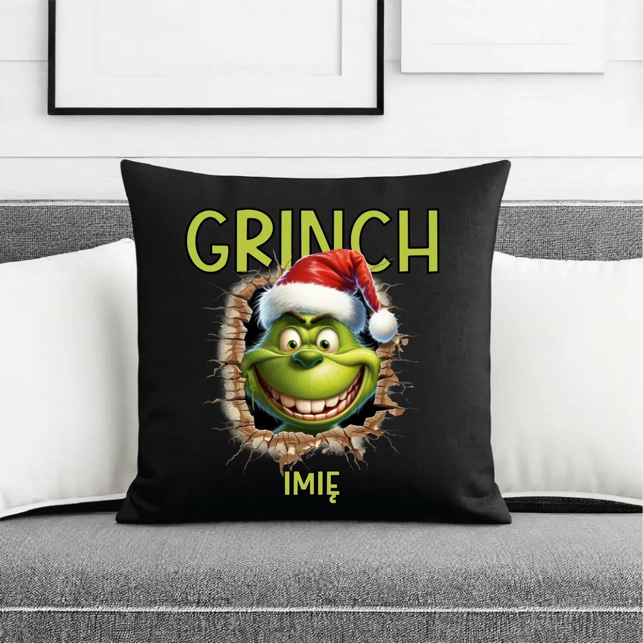 Poduszka dekoracyjna świąteczna - Grinch - personalizowana BN112 - StoryCups.pl