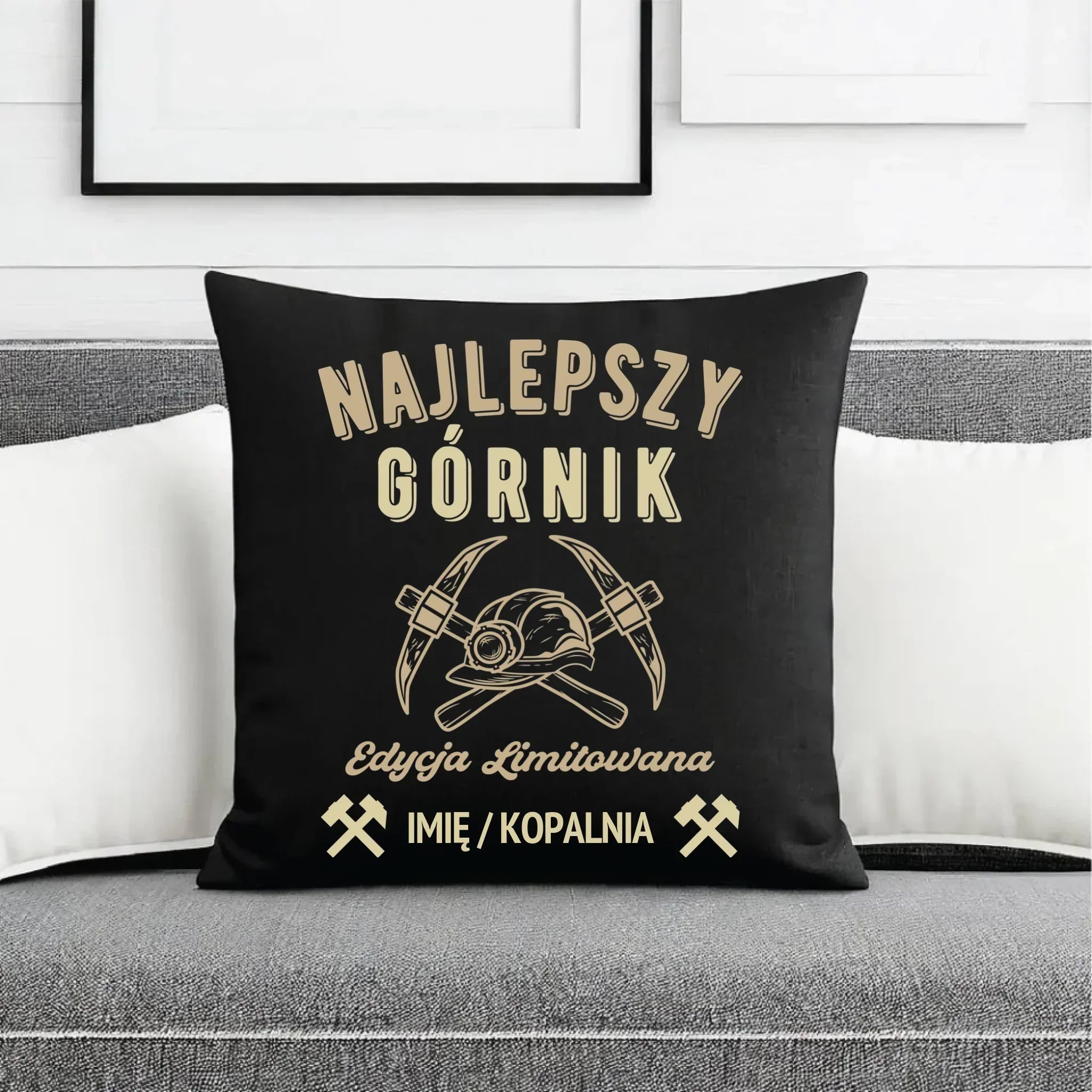 Poduszka dekoracyjna - prezent dla górnika - Najlepszy górnik - personalizowana G27 - StoryCups.pl