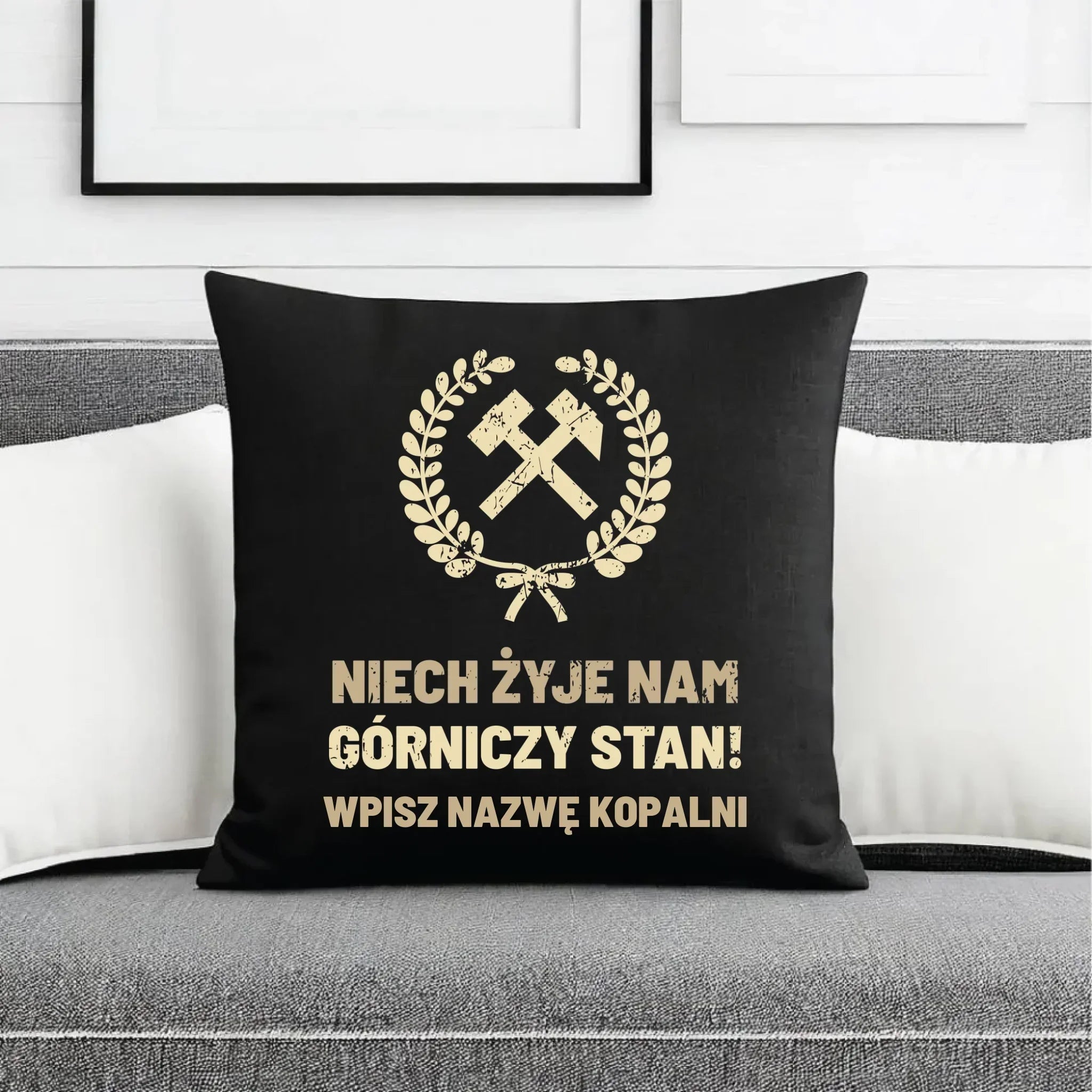 Poduszka dekoracyjna - prezent dla górnika - Niech żyje nam górniczy stan - personalizowana G24 - StoryCups.pl