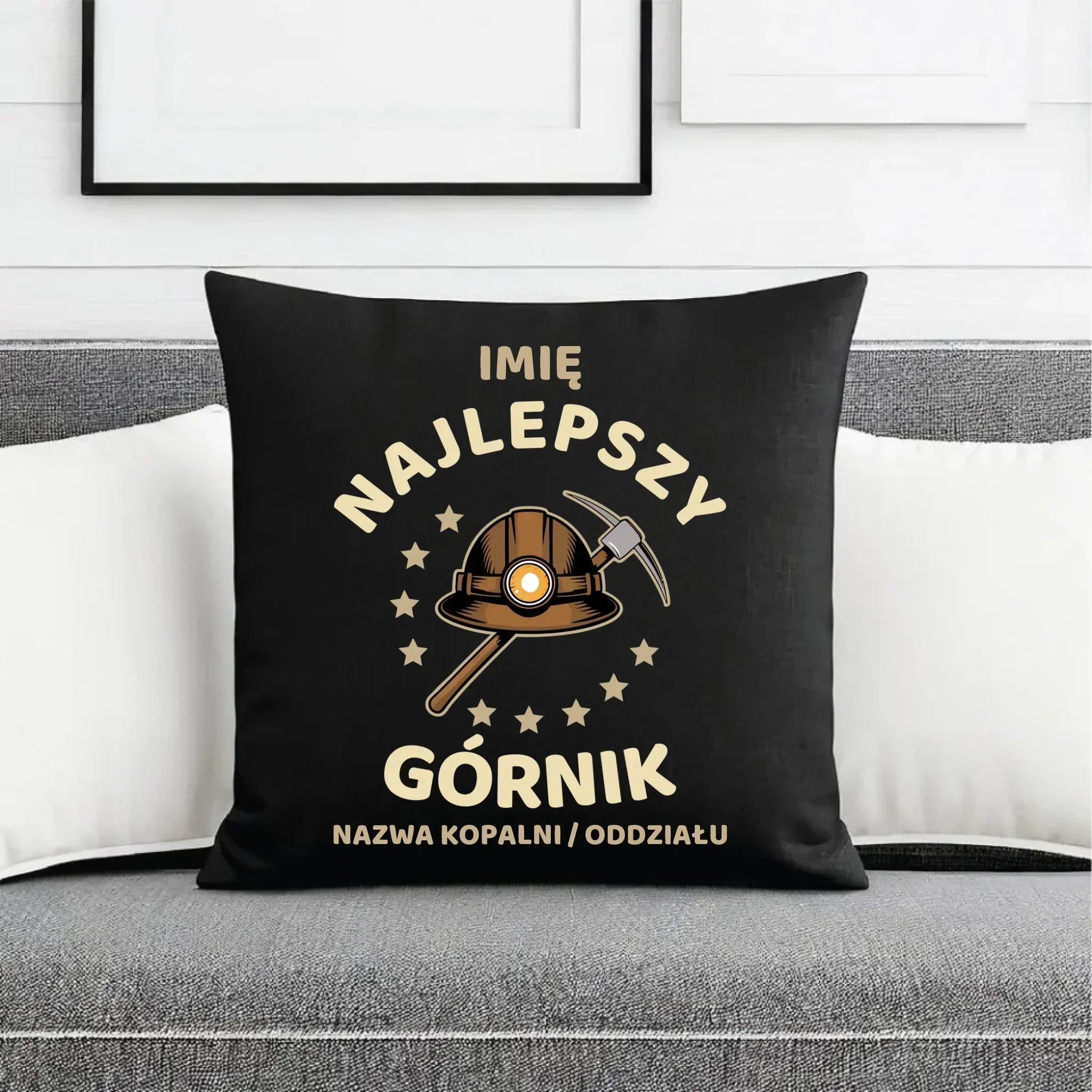 Poduszka dekoracyjna - prezent dla górnika - Najlepszy górnik - personalizowana G23 - StoryCups.pl