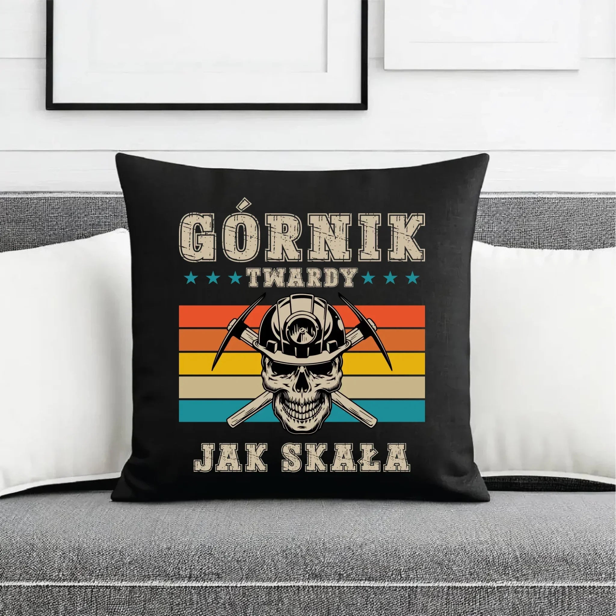 Poduszka dekoracyjna - prezent dla górnika - Górnik twardy jak skała G21 - StoryCups.pl