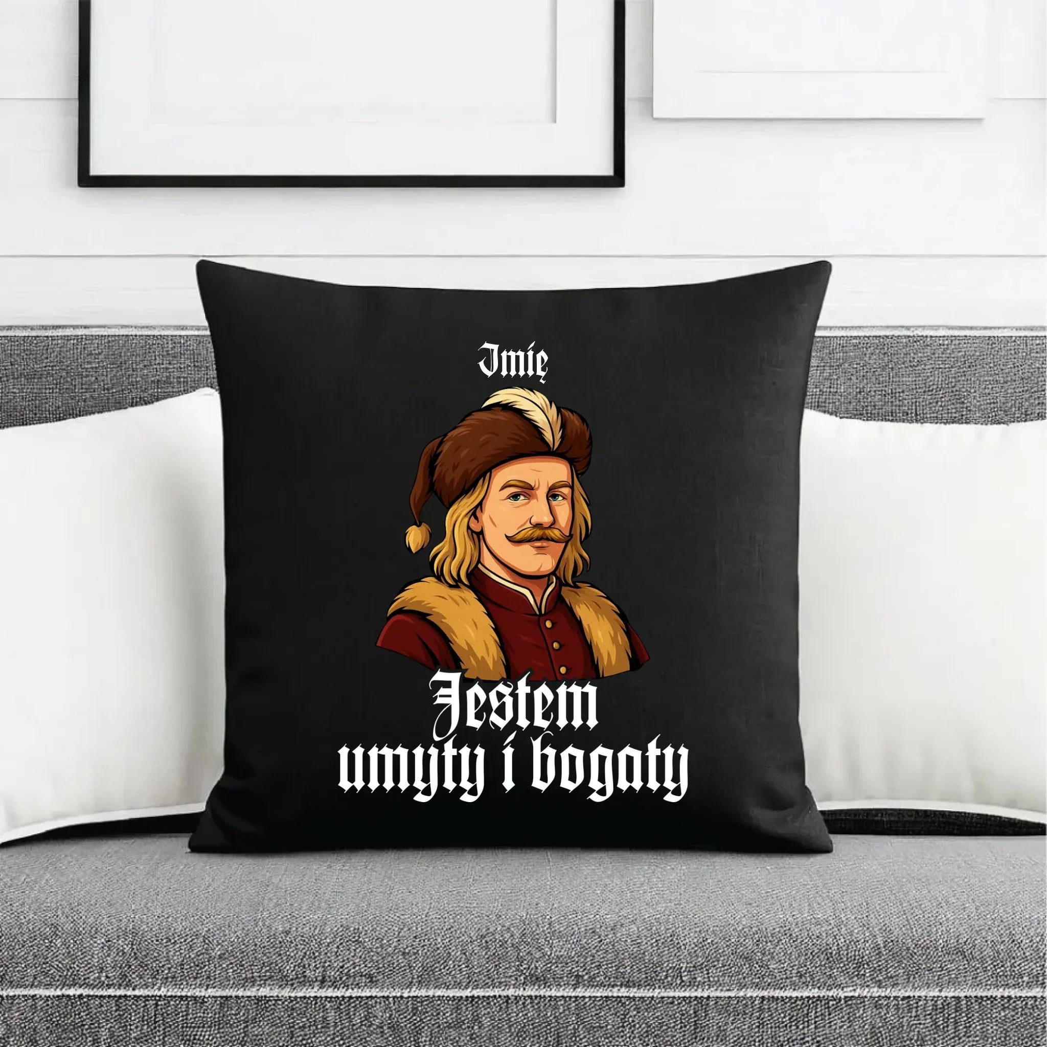 Poduszka dekoracyjna - Jestem umyty i bogaty - dla fanów serialu 1670 - personalizowana H60 - StoryCups.pl