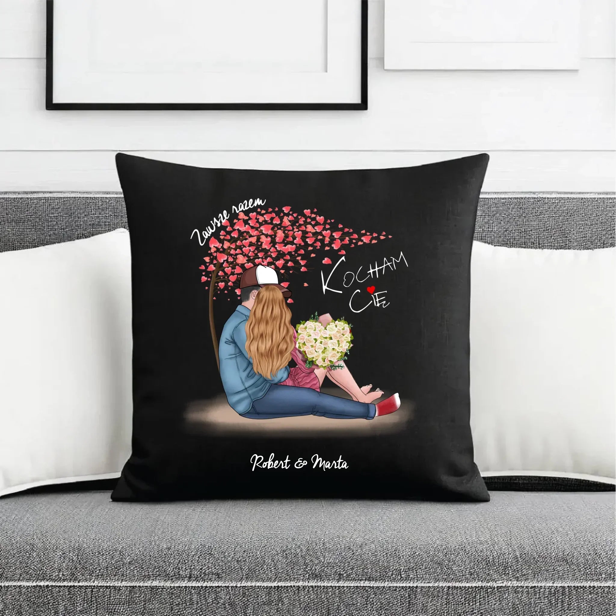 Poduszka dekoracyjna dla par - Zawsze razem - personalizowana W04 - StoryCups.pl