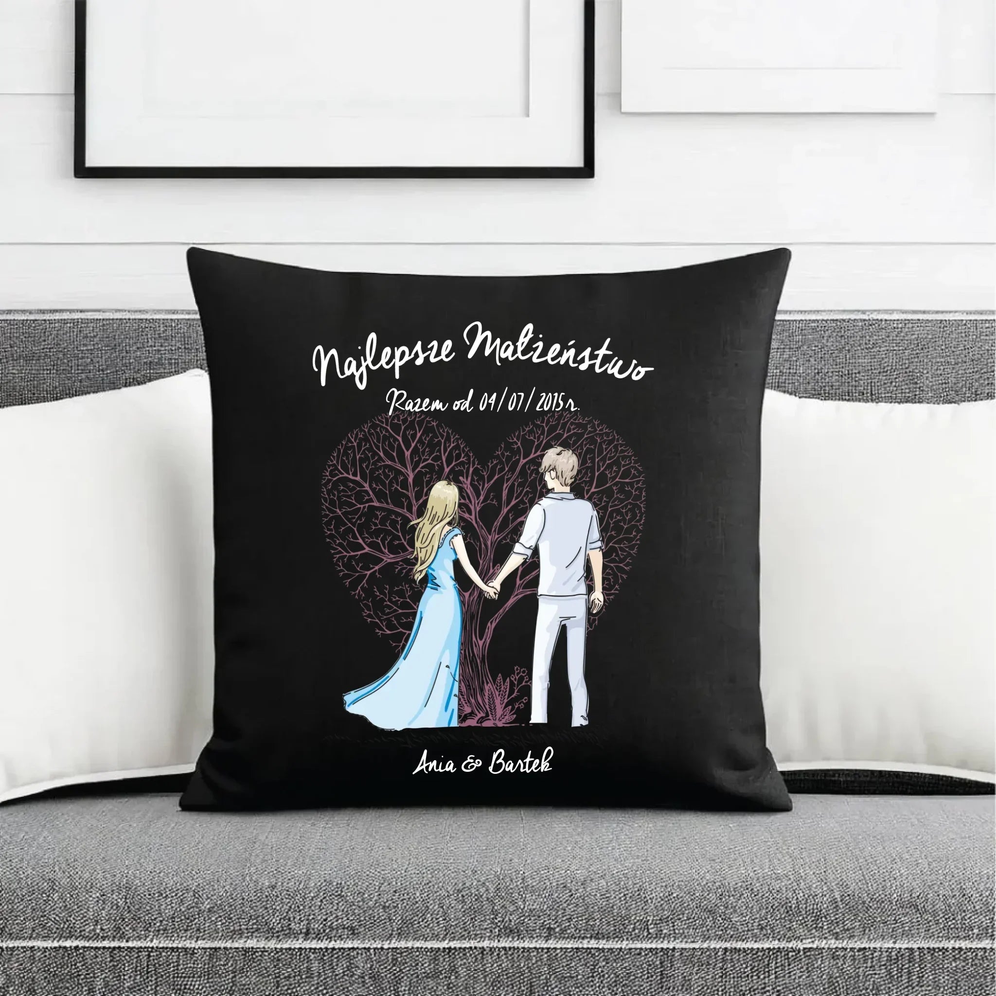 Poduszka dekoracyjna dla par - Najlepsze małżeństwo - personalizowana W03 - StoryCups.pl