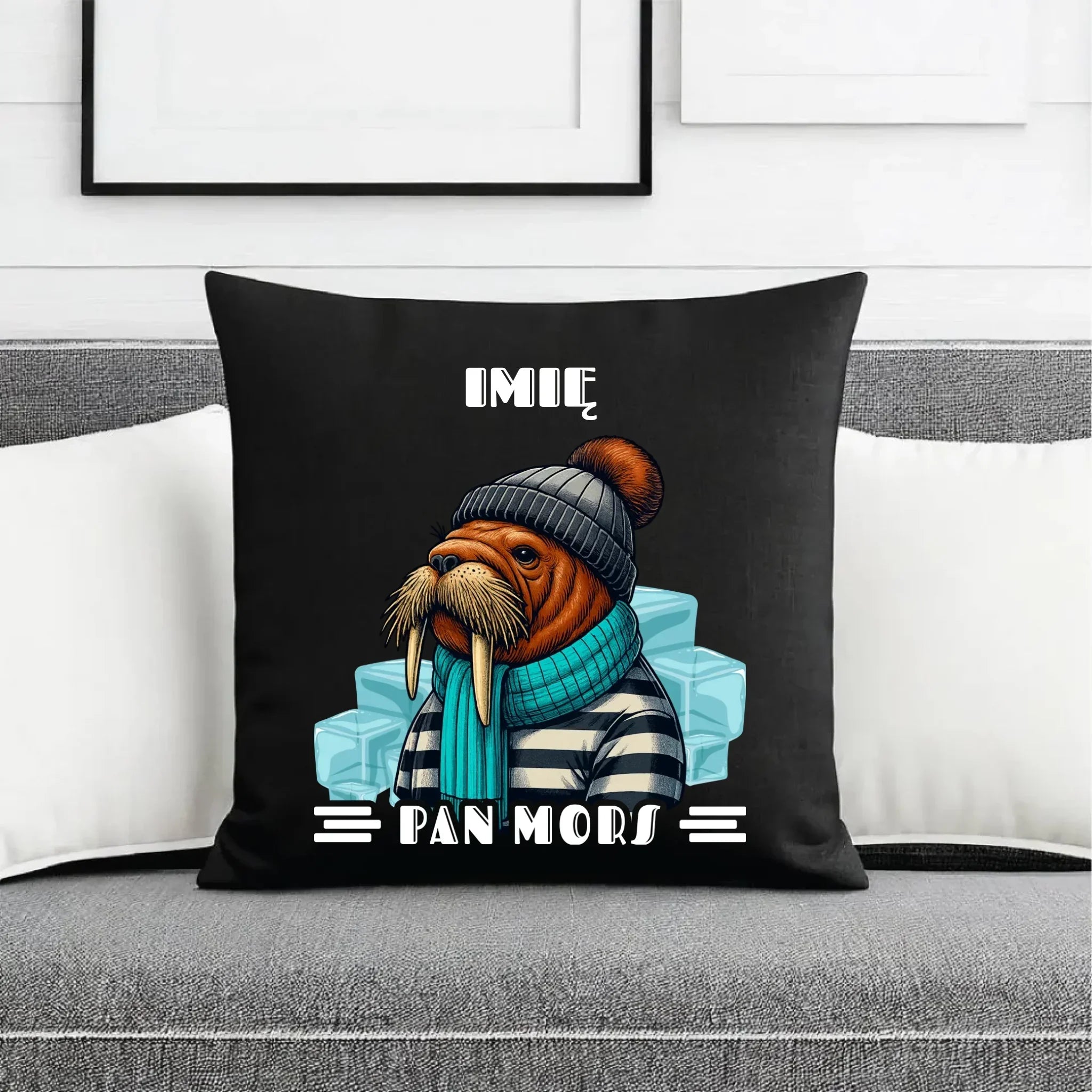 Poduszka dekoracyjna - prezent dla morsa - Pan Mors - personalizowana HM15 - StoryCups.pl