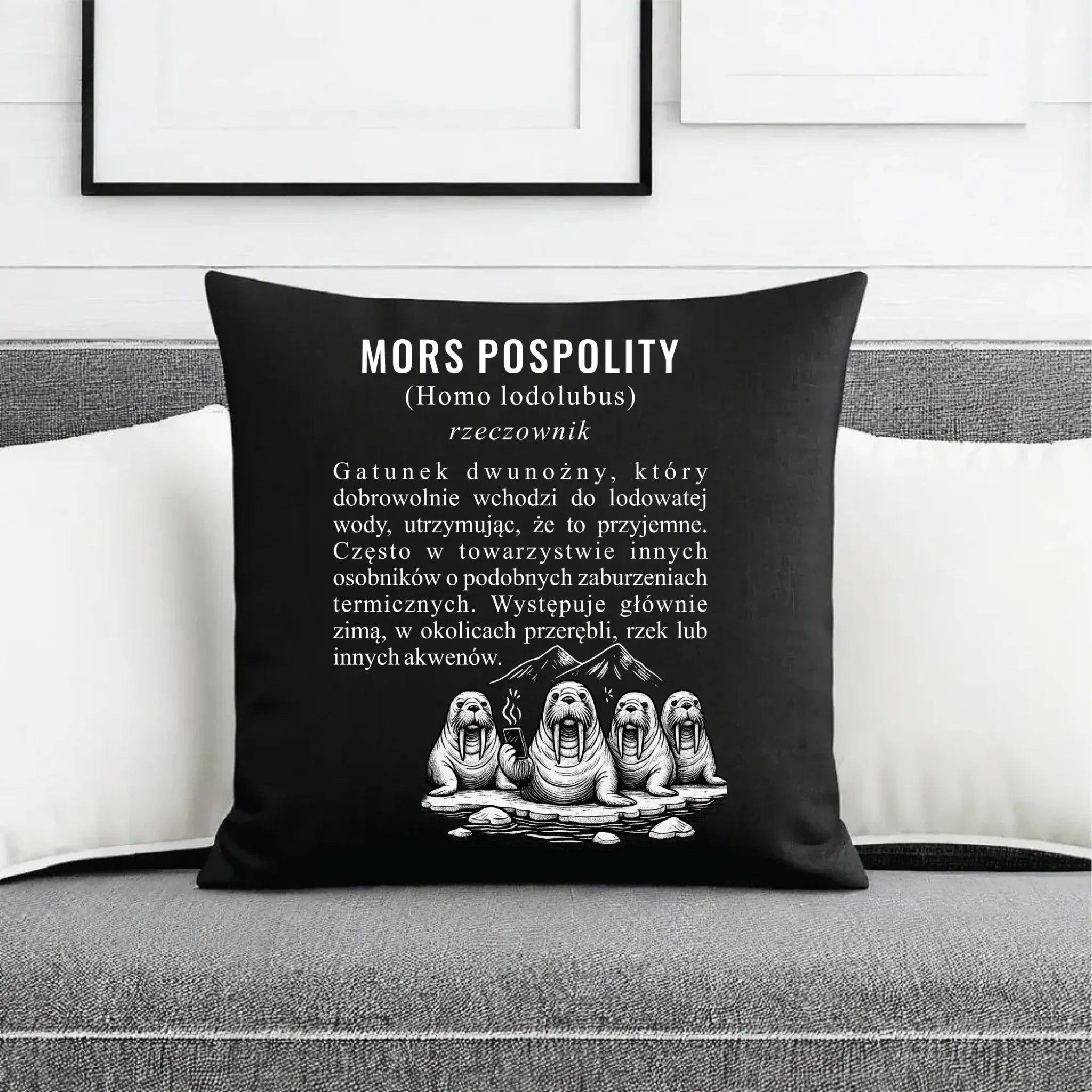Poduszka dekoracyjna - prezent dla morsa - Mors pospolity [Homo lodolubus] HM12 - StoryCups.pl